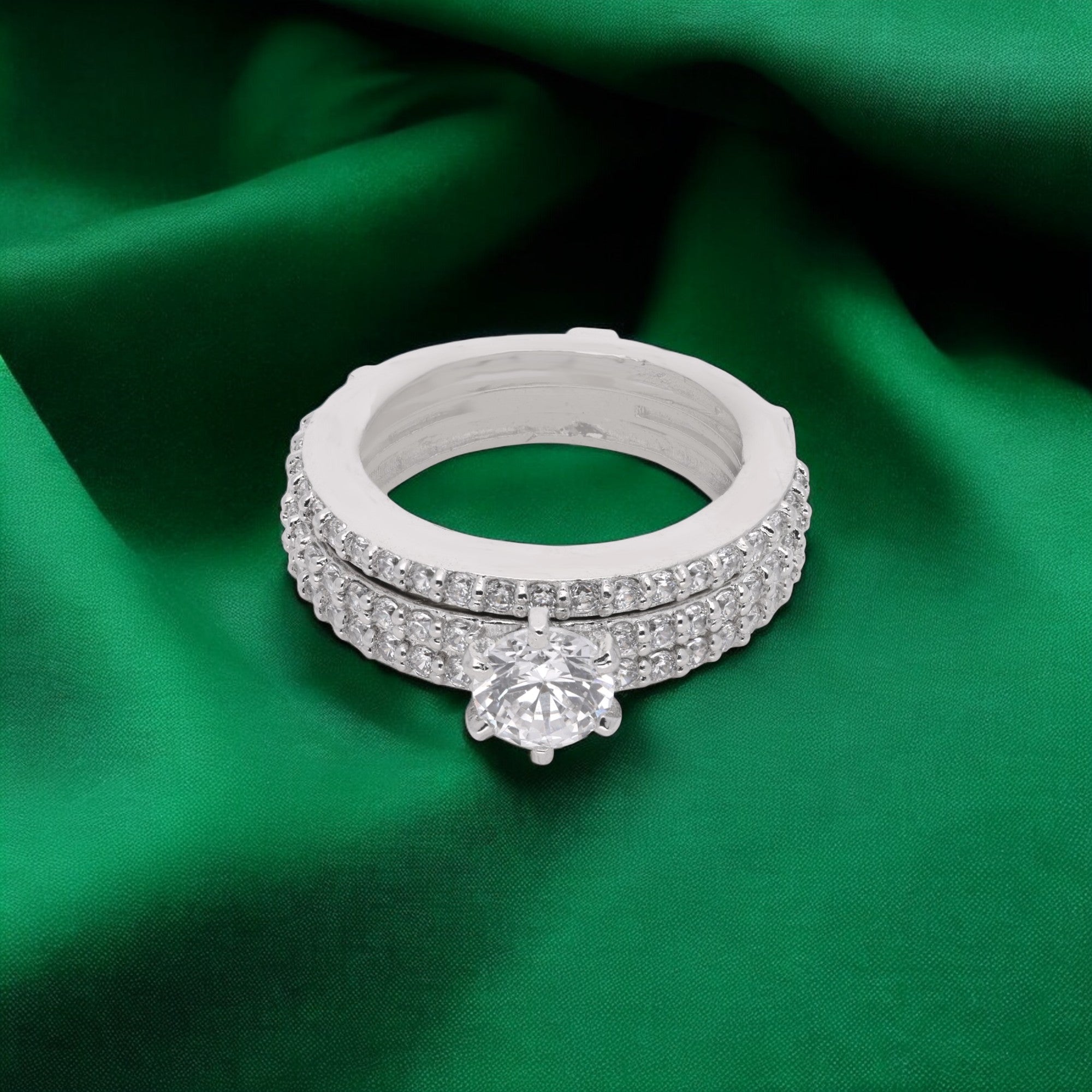 Dual Row Solitaire Radiance Ring in Sterling Silver | SKU : 0003578926