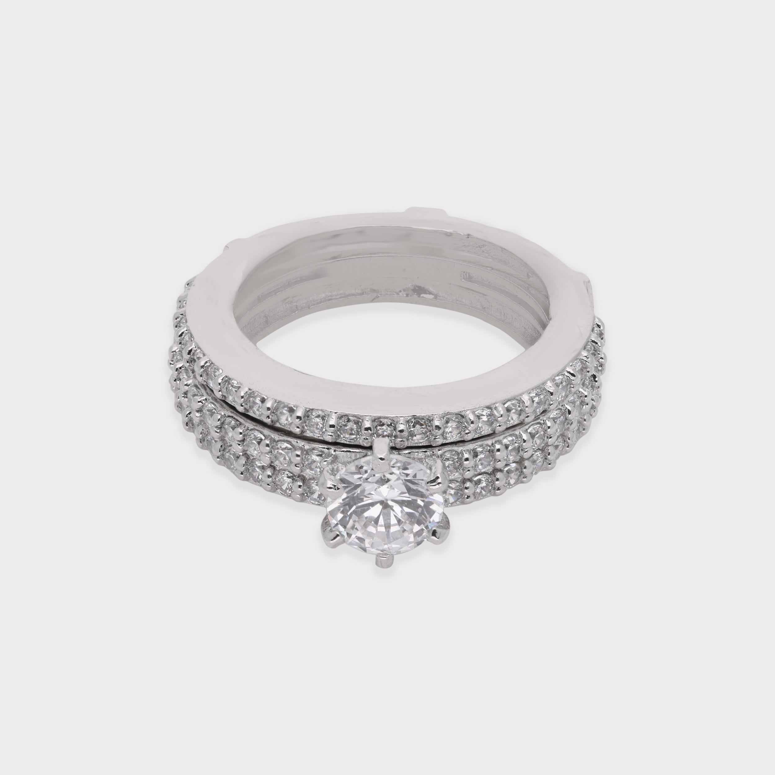 Dual Row Solitaire Radiance Ring in Sterling Silver | SKU : 0003578926