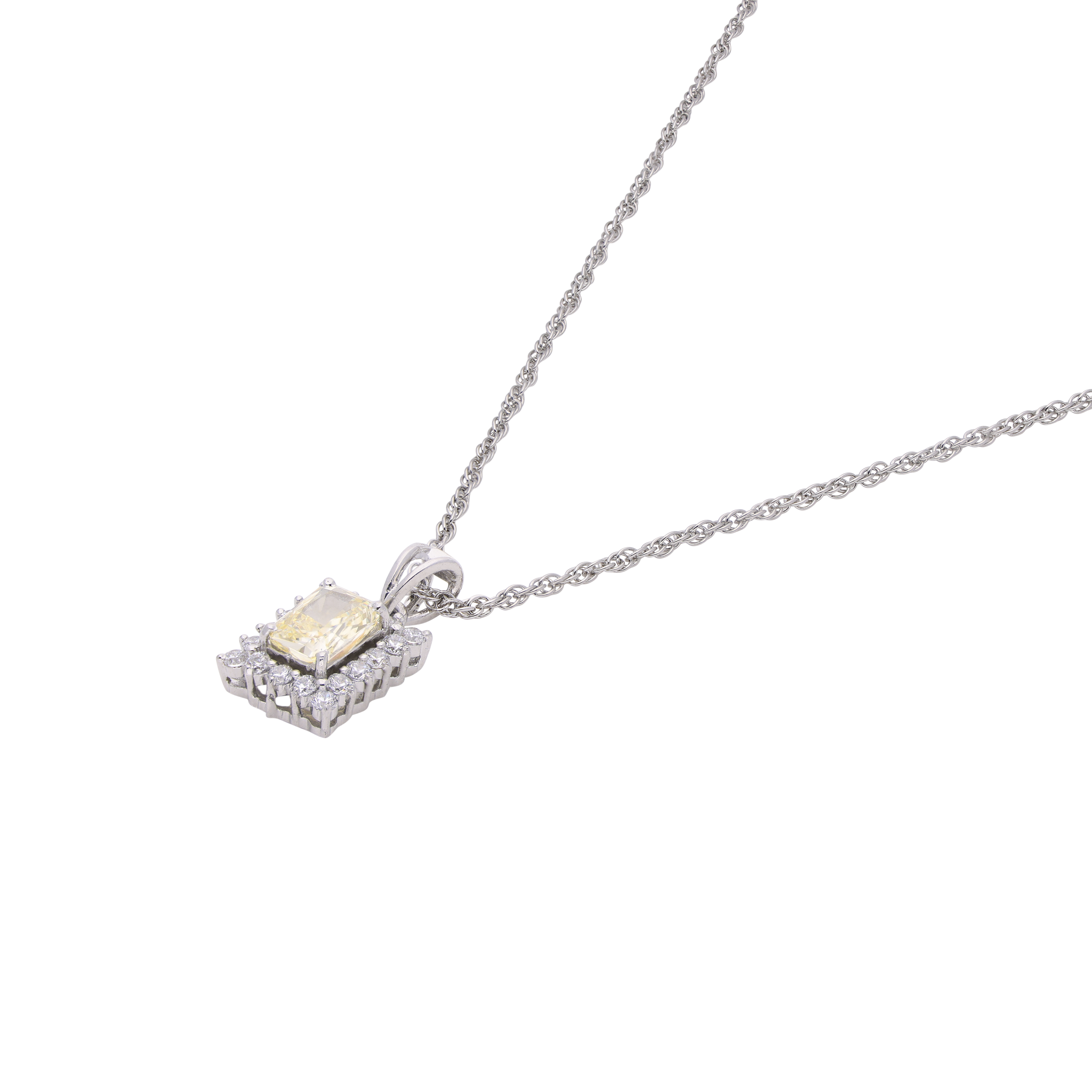 Radiant Yellow Halo Pendant Necklace – A Touch of Luxury | SKU : 0003579053, 0021423789, 0021423819