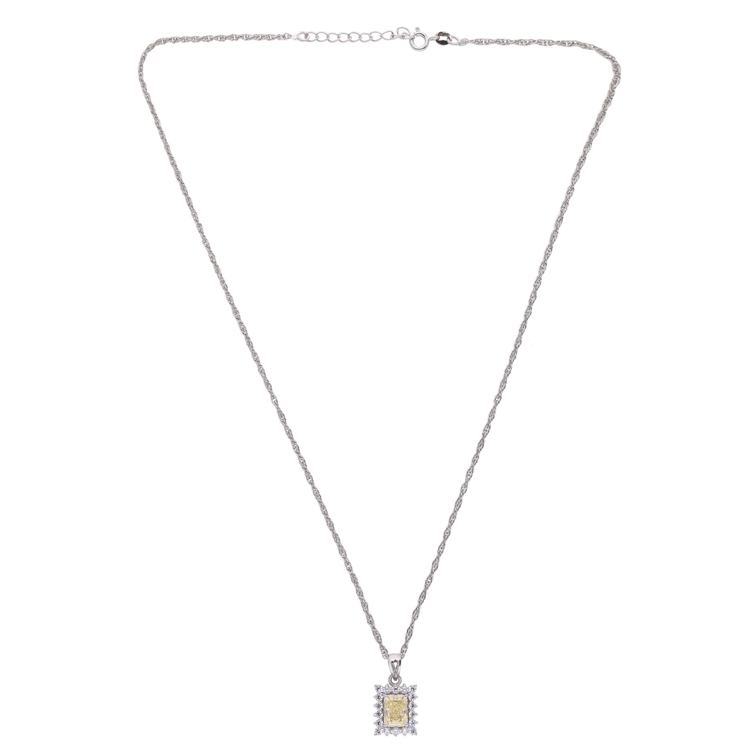 Radiant Yellow Halo Pendant Necklace – A Touch of Luxury | SKU : 0003579053, 0021423789, 0021423819