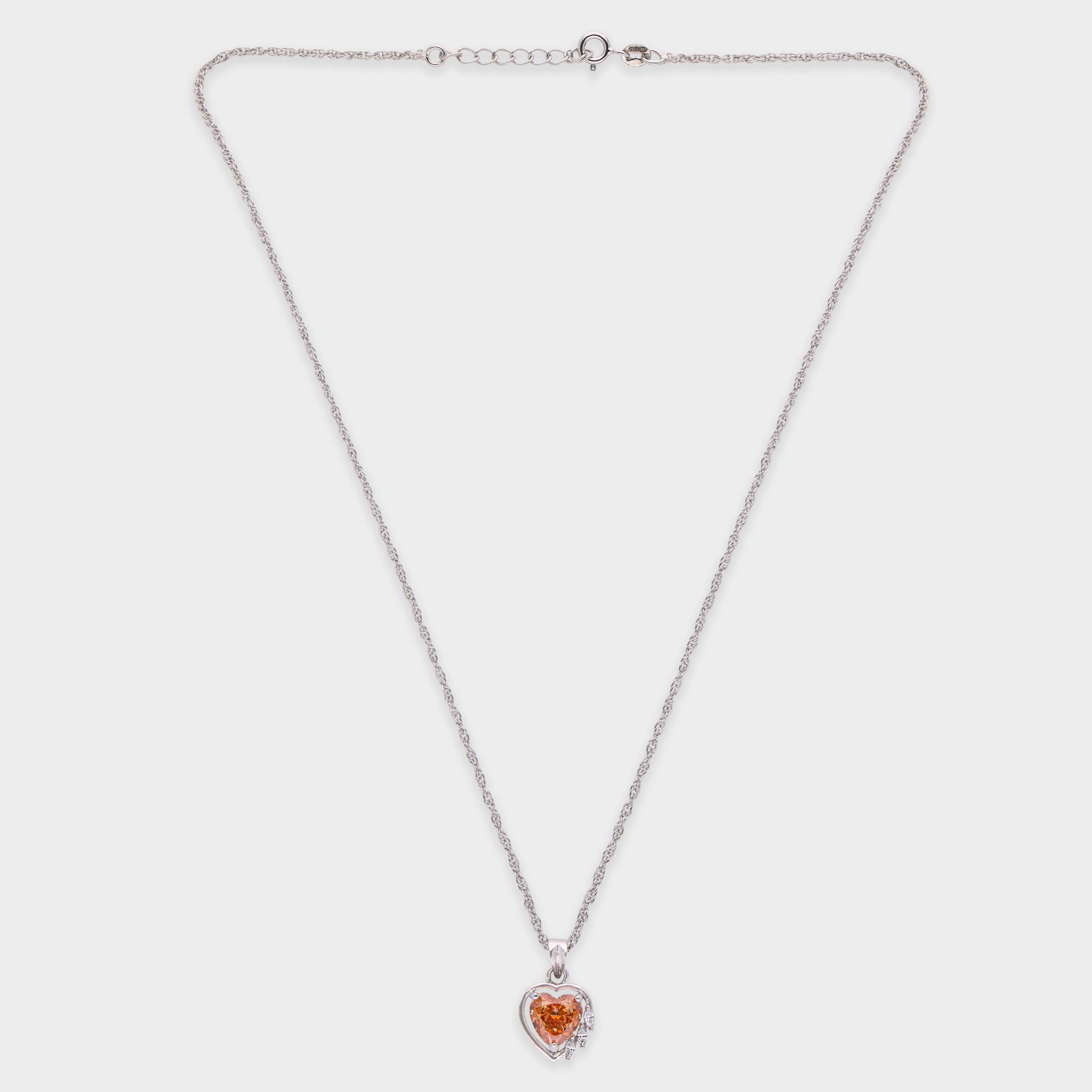 Amber Heart Embrace Pendant Necklace – A Glow of Love | SKU : 0003579114, 0021423864, 0003579091