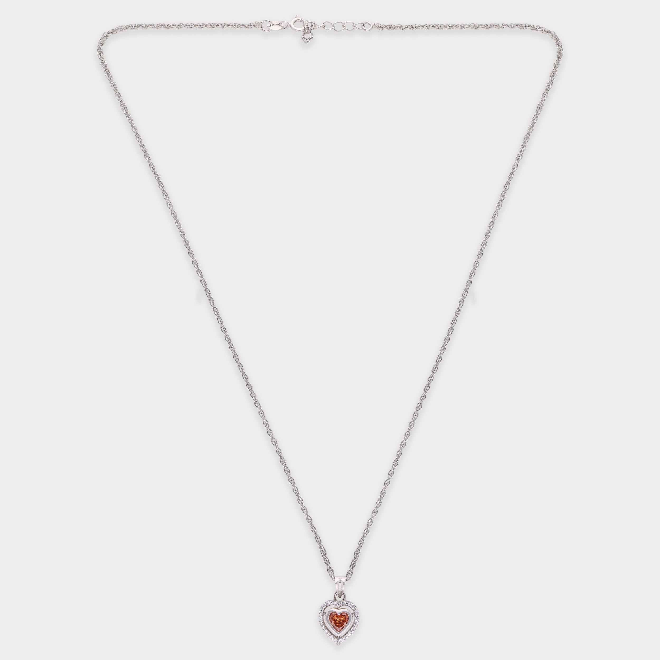 Sterling Silver Double Heart Pendant Necklace with Sparkling Accents | SKU : 0003579121, 0021423895