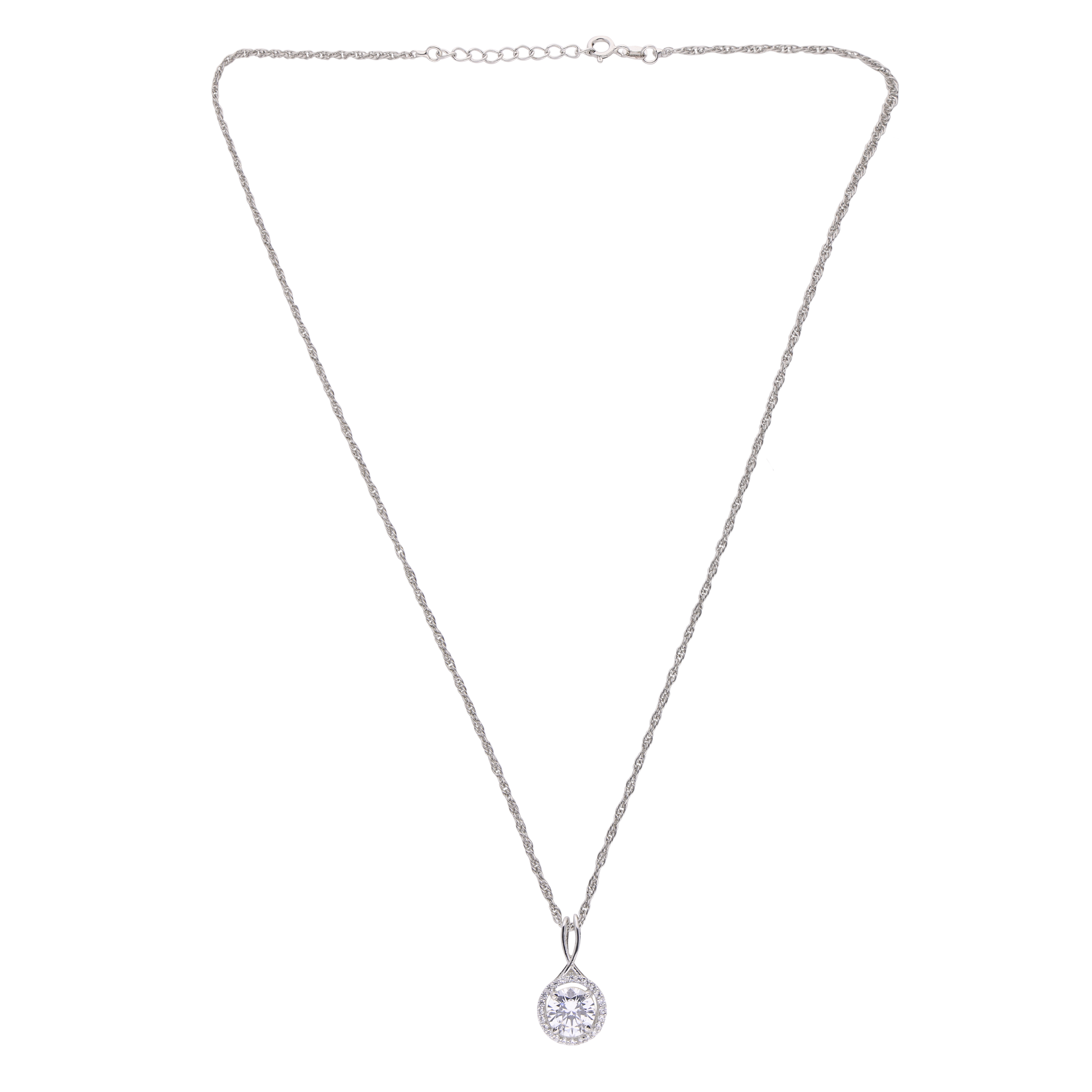 Sterling Silver Round Halo Pendant Necklace with Intricate Detailing | SKU : 0003579138, 0021423963, 0021423970