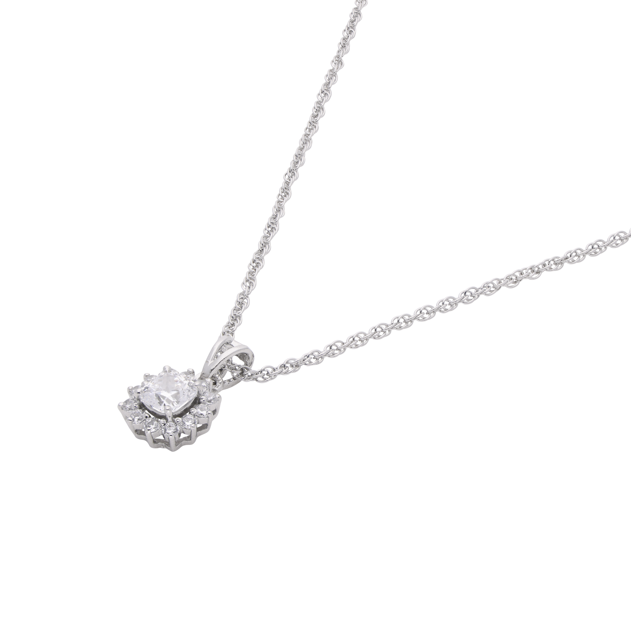 Sterling Silver Double Halo Pendant Necklace – A Symphony of Elegance | SKU : 0003579213, 0021424106, 0021424113