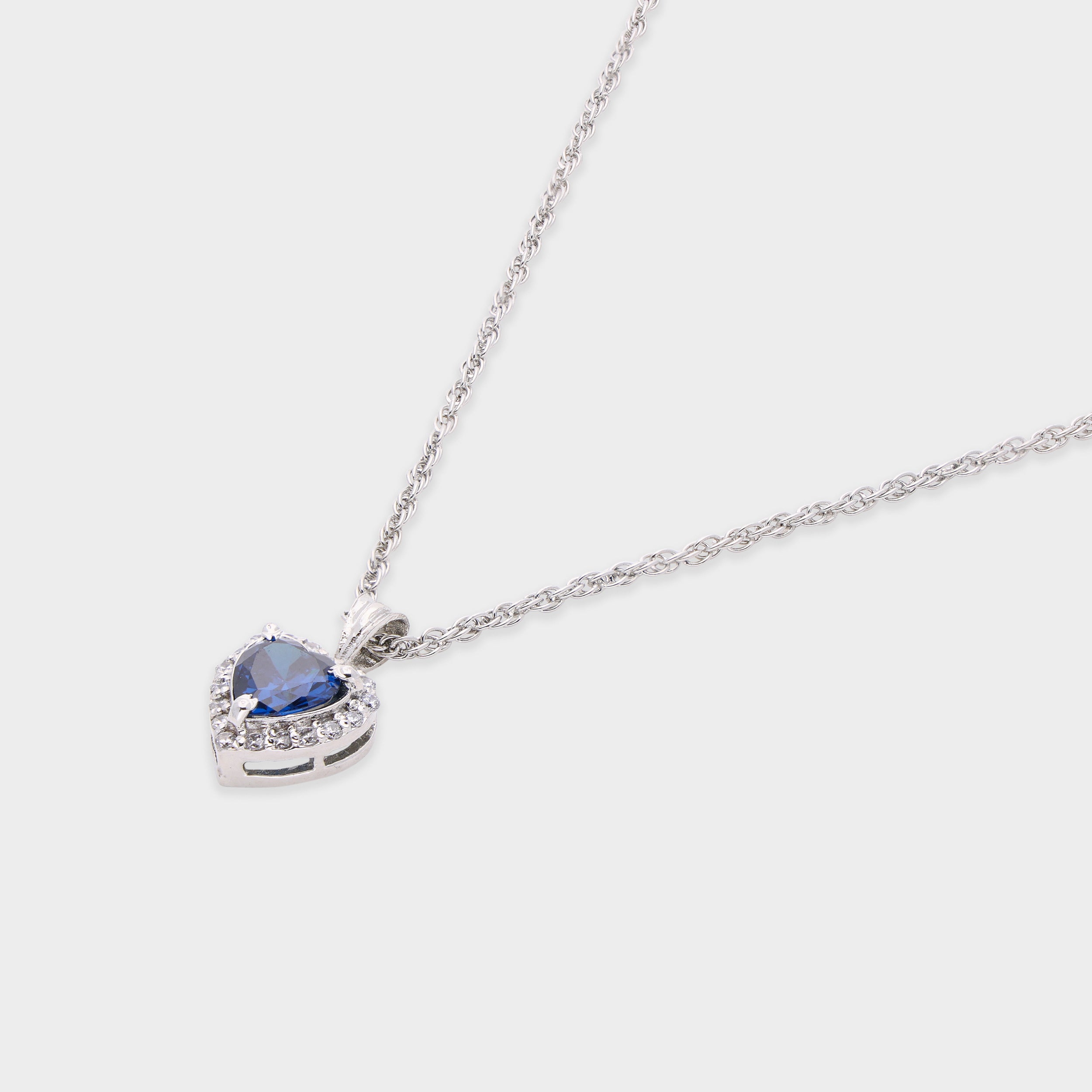 Sterling Silver Heart Pendant Necklace with Sapphire-Tone Stone | SKU : 0003579237, 0021423918, 0021423932, 0021423956