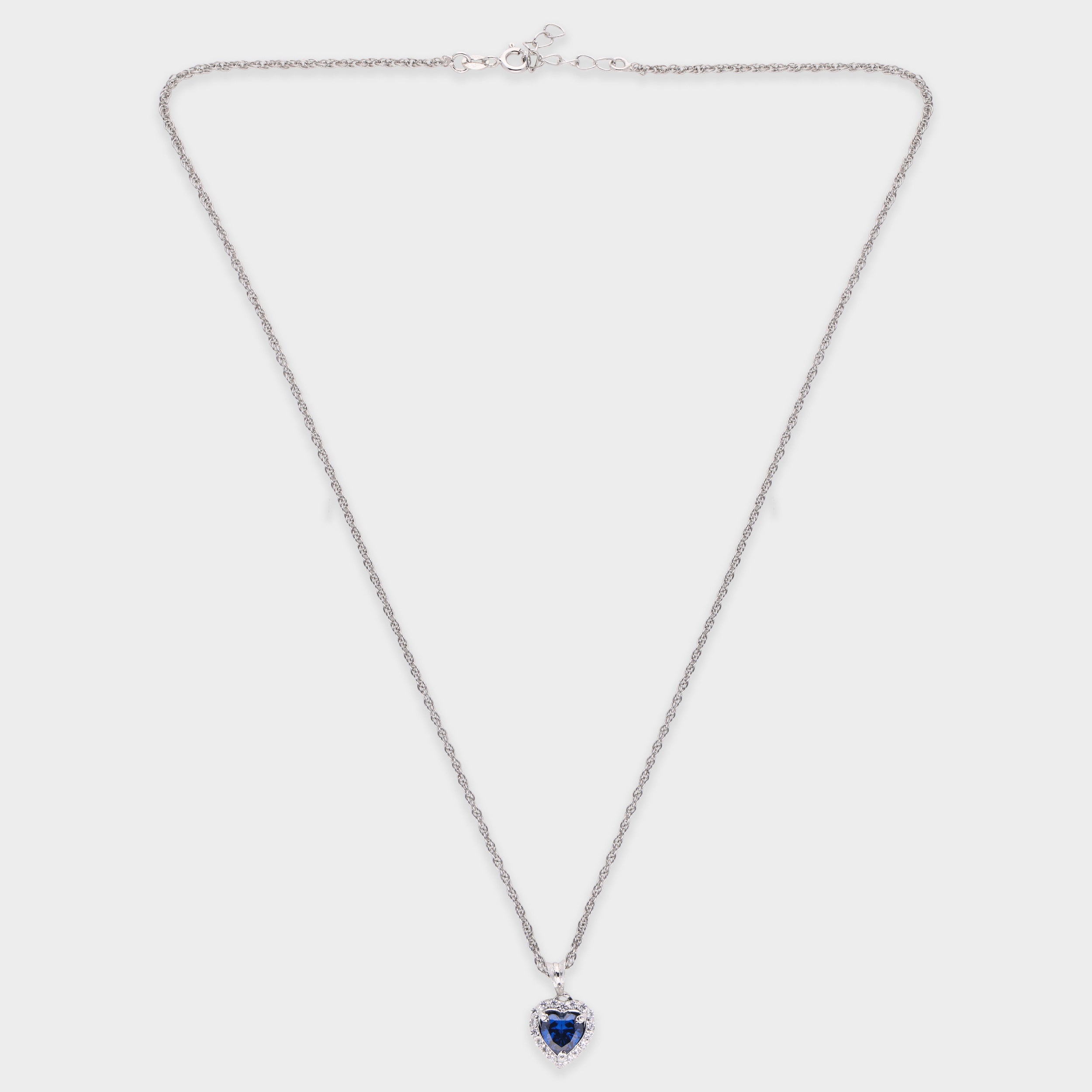 Sterling Silver Heart Pendant Necklace with Sapphire-Tone Stone | SKU : 0003579237, 0021423918, 0021423932, 0021423956