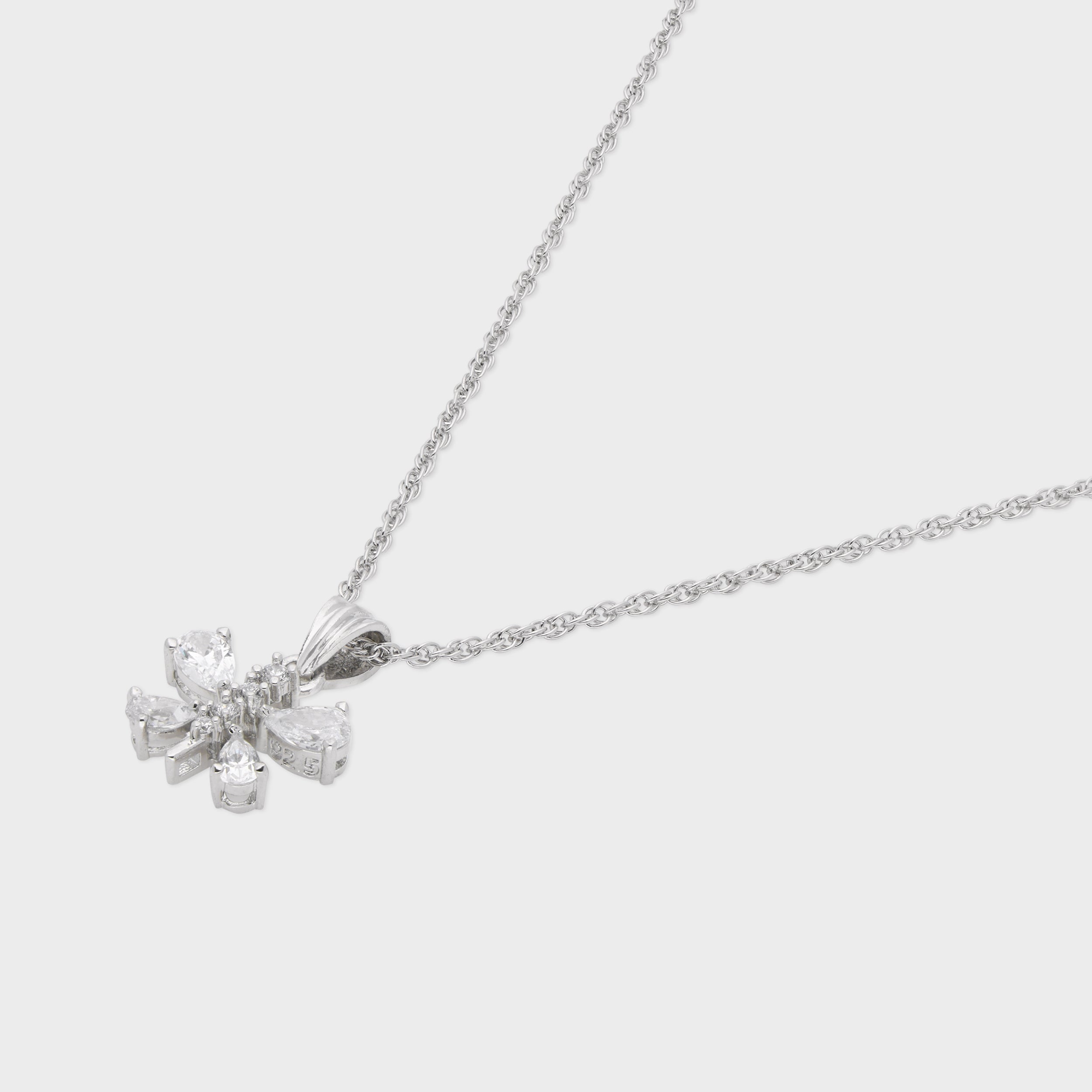 Sterling Silver Floral Blossom Pendant Necklace – A Symbol of Grace and Beauty | SKU : 0003579305, 0021424243, 0021424250