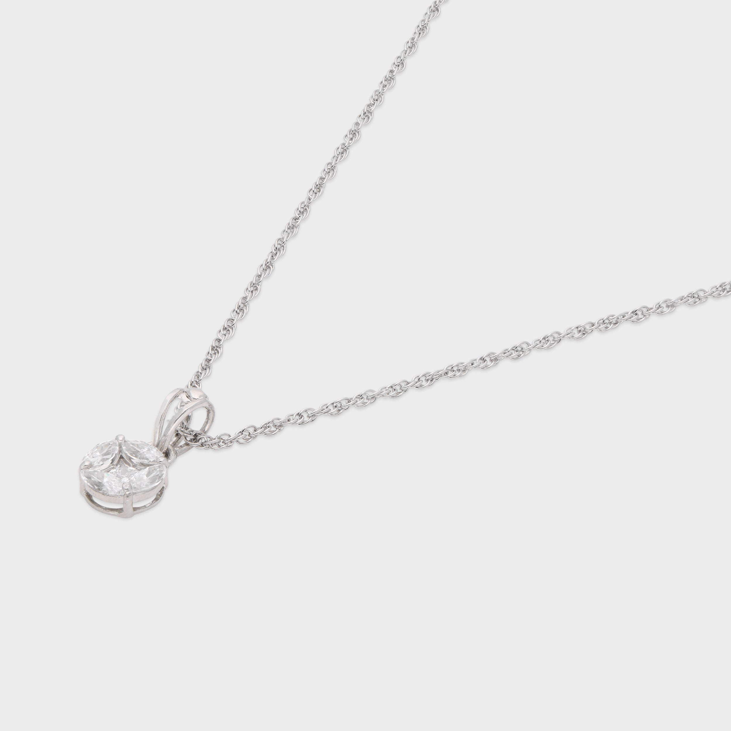 Sterling Silver Marquise Cluster Pendant Necklace – A Refined Touch of Brilliance | SKU : 0003579343, 0021424328, 0021424335