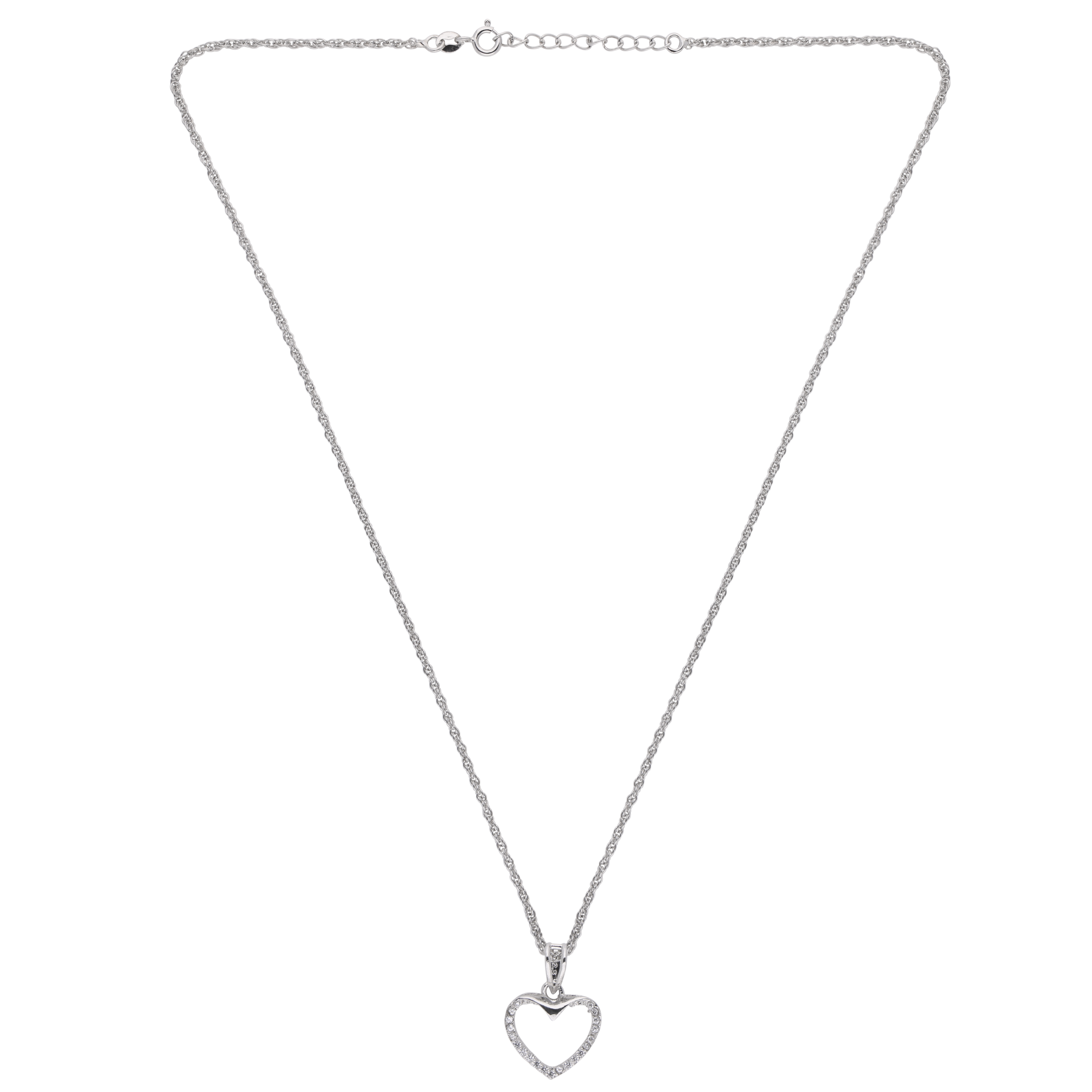Sterling Silver Open Heart Pendant Necklace – A Timeless Emblem of Love | SKU : 0003579367, 0021424366, 0021424373
