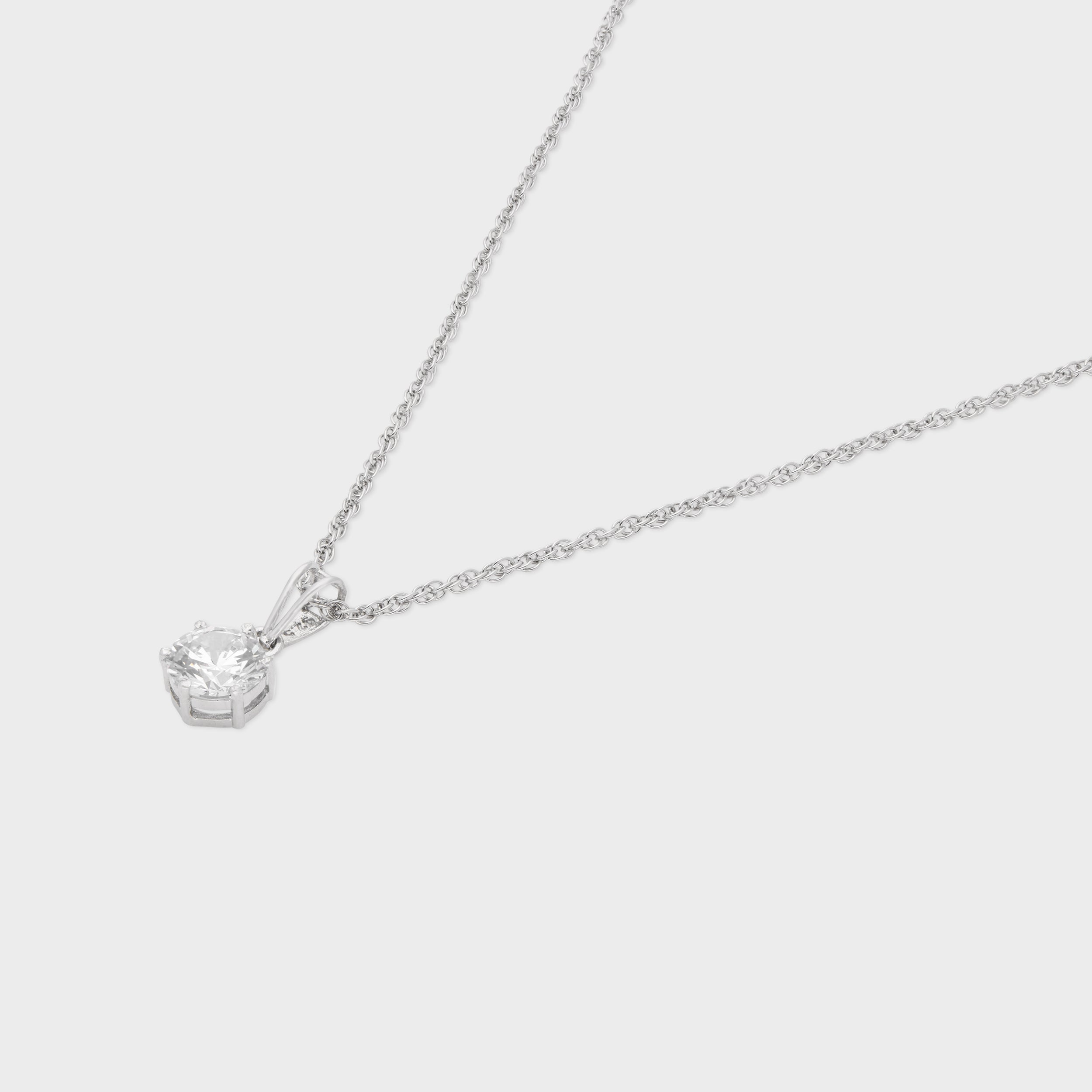 Sterling Silver Classic Solitaire Pendant Necklace – A Timeless Statement | SKU : 0003579442, 0021424533, 0021424557