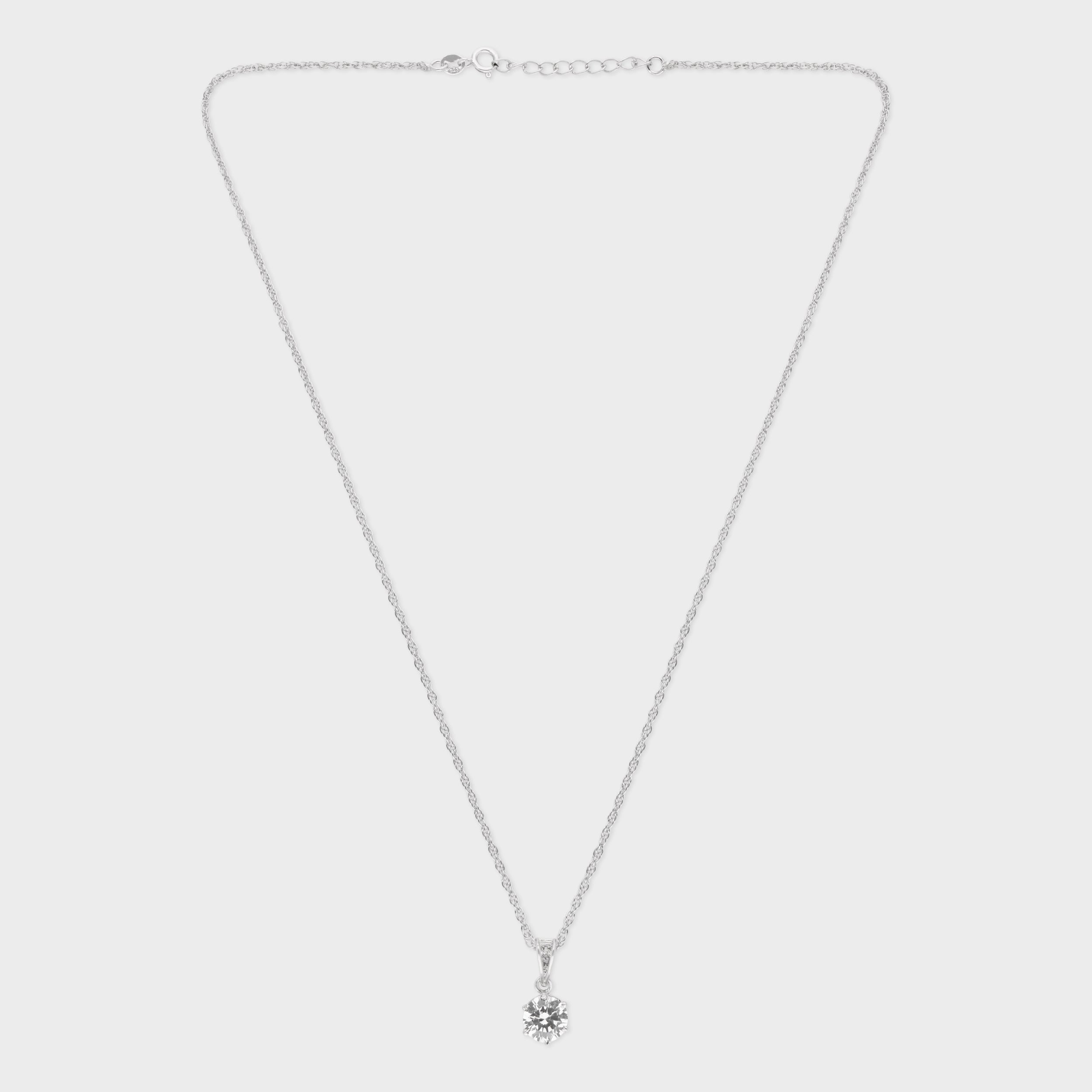Sterling Silver Classic Solitaire Pendant Necklace – A Timeless Statement | SKU : 0003579442, 0021424533, 0021424557