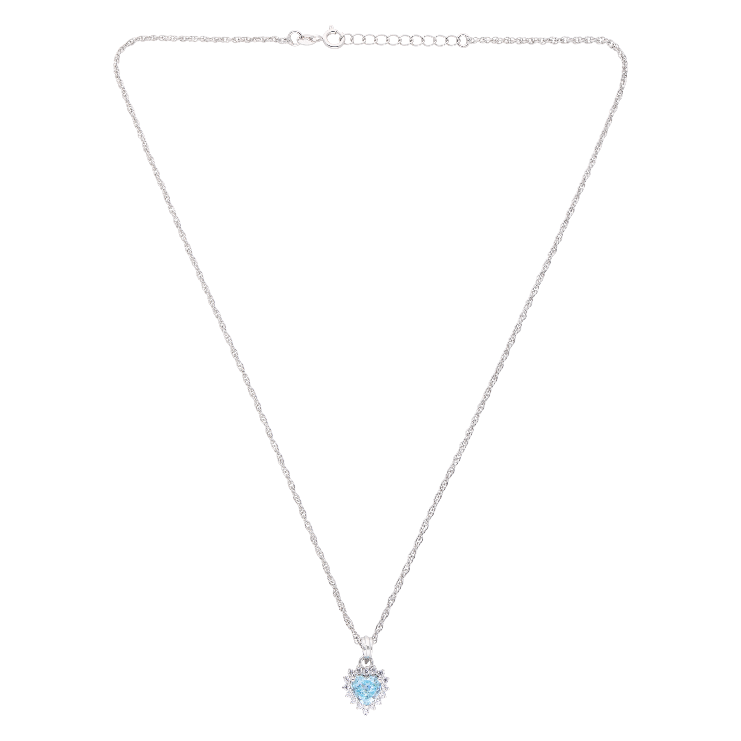 Blue Heart Halo Pendant – A Timeless Statement | SKU : 0003594575, 0021456657