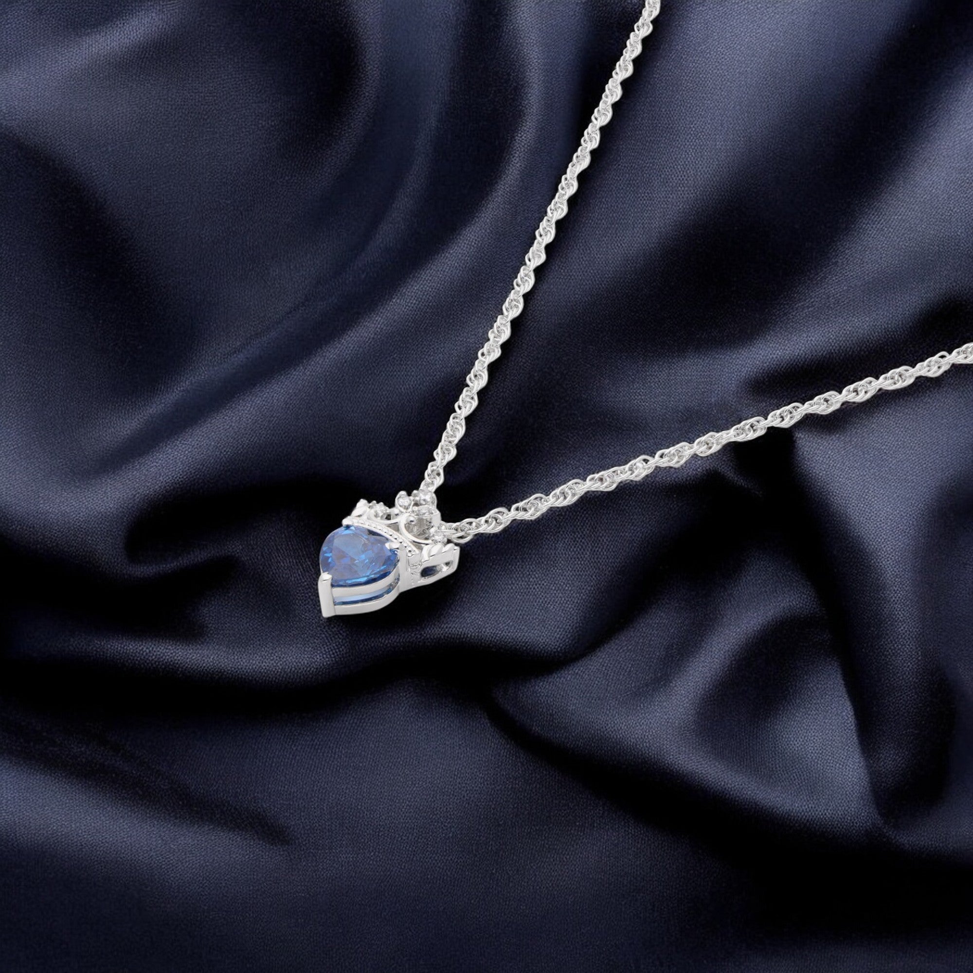 Royal Blue Heart Crown Pendant | SKU : 0003594629, 0021456756
