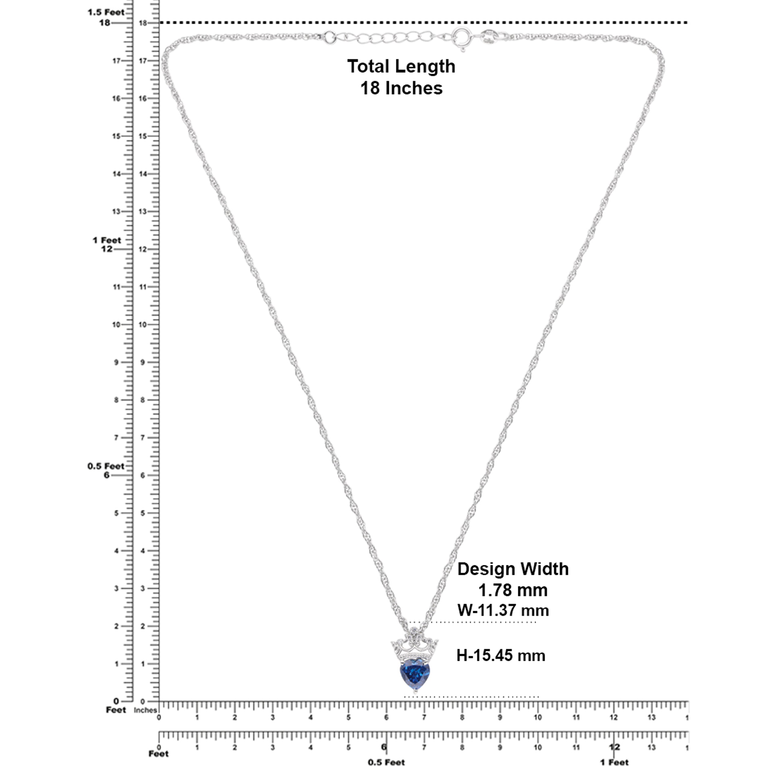 Royal Blue Heart Crown Pendant | SKU : 0003594629, 0021456756