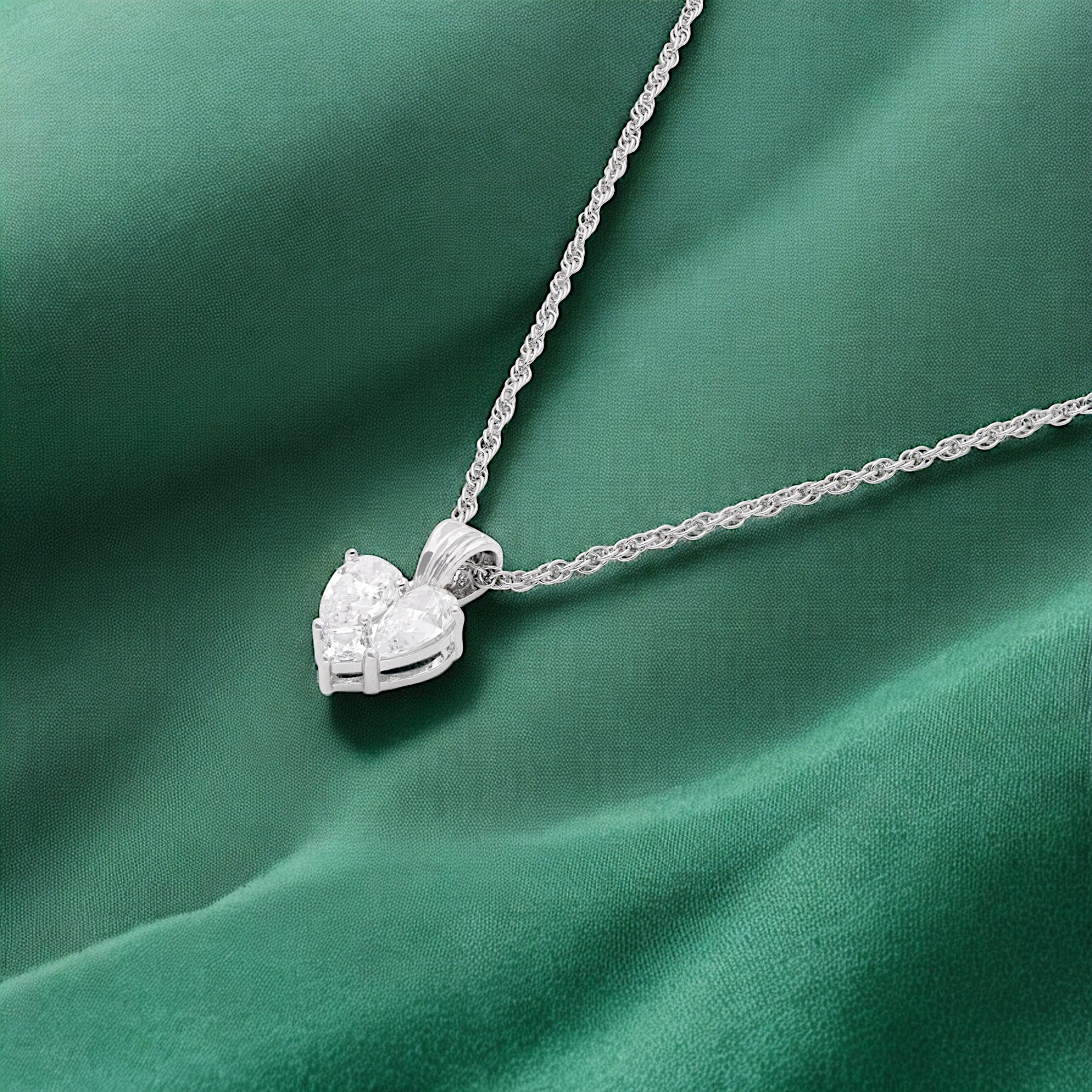 Twin Pear-Cut Heart Pendant – Symbol of Love & Elegance | SKU : 0003594643, 0021456824, 0021456848, 0021456800