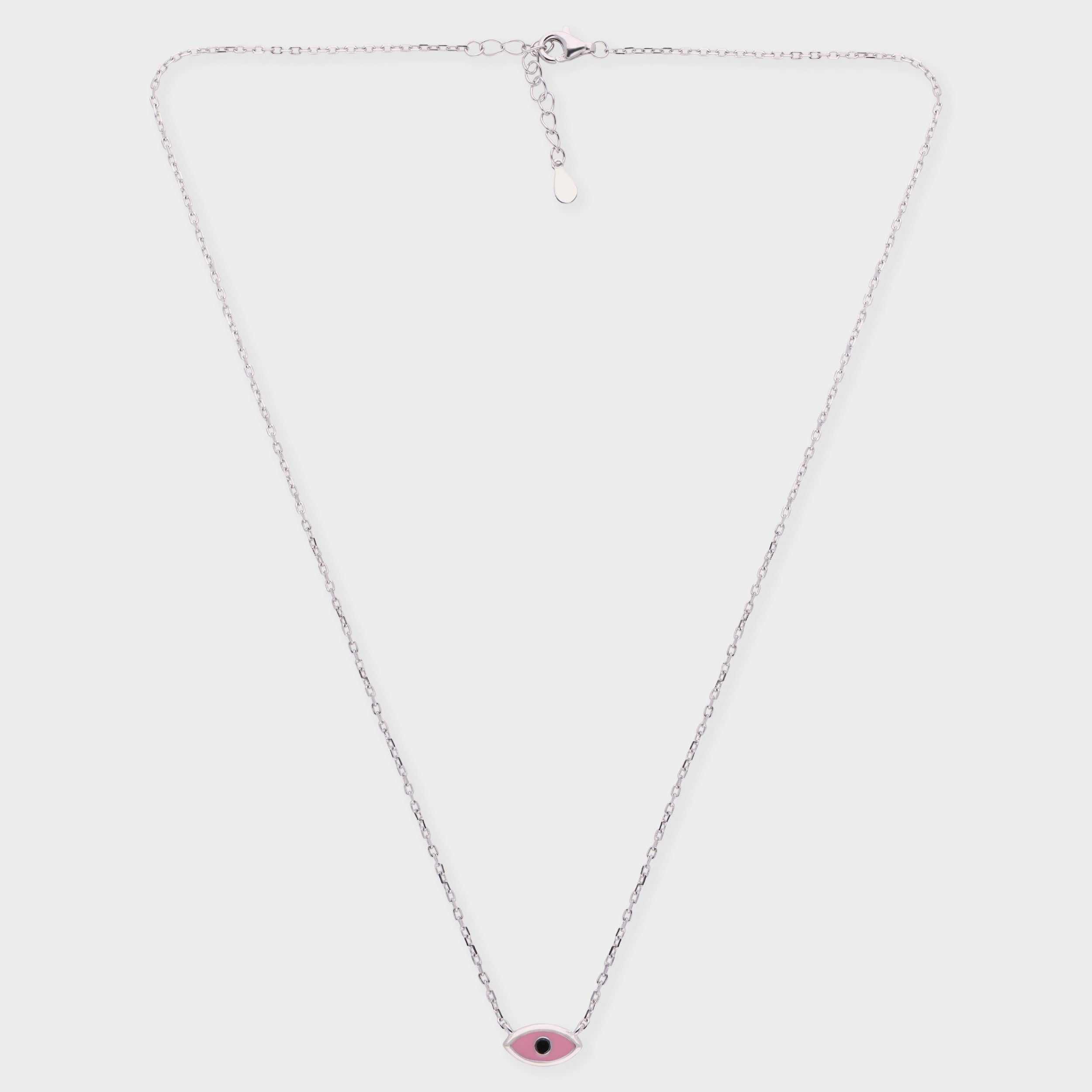 Evil Eye Charm Necklace in Silver Tone – Pink & Red Variants | SKU : 0021525773, 0021525766, 0003624074, 0021525759, 0003624067