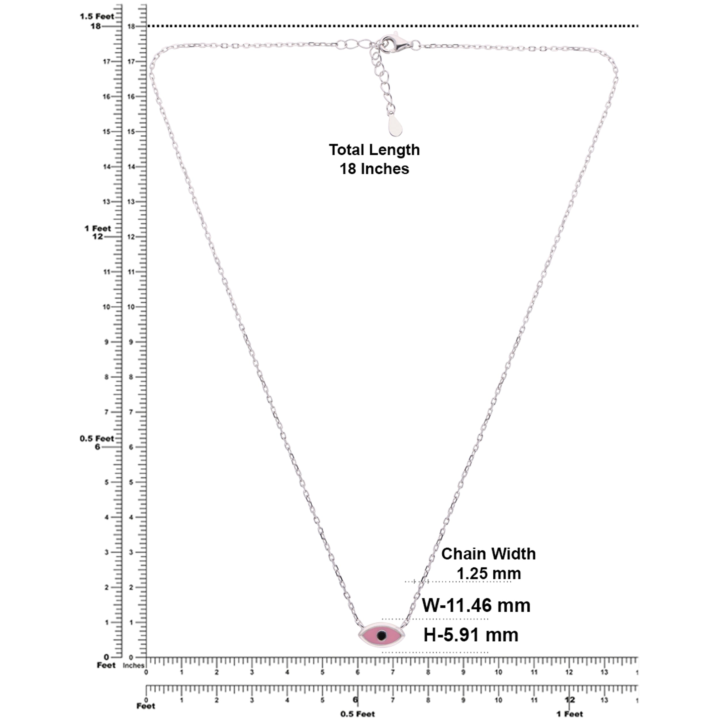 Evil Eye Charm Necklace in Silver Tone – Pink & Red Variants | SKU : 0021525773, 0021525766, 0003624074, 0021525759, 0003624067