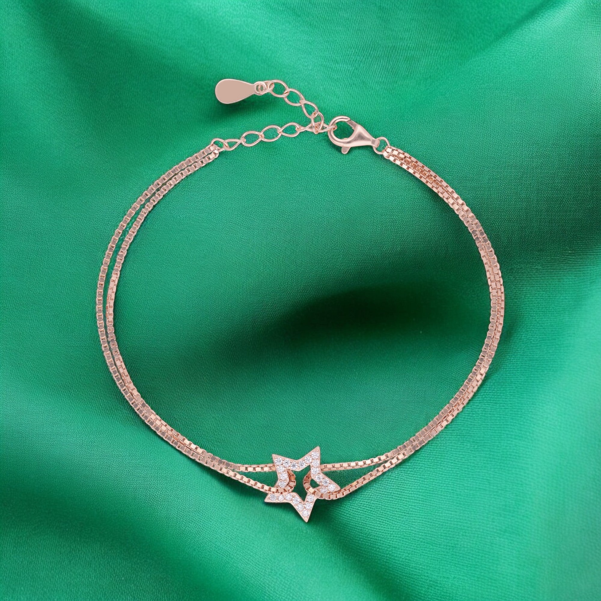 Celestial Radiance Rose Gold Twin-Strand Star Bracelet | SKU : 0021525858, 0021525841, 0003624104, 0003624081, 0021546464, 0021546457