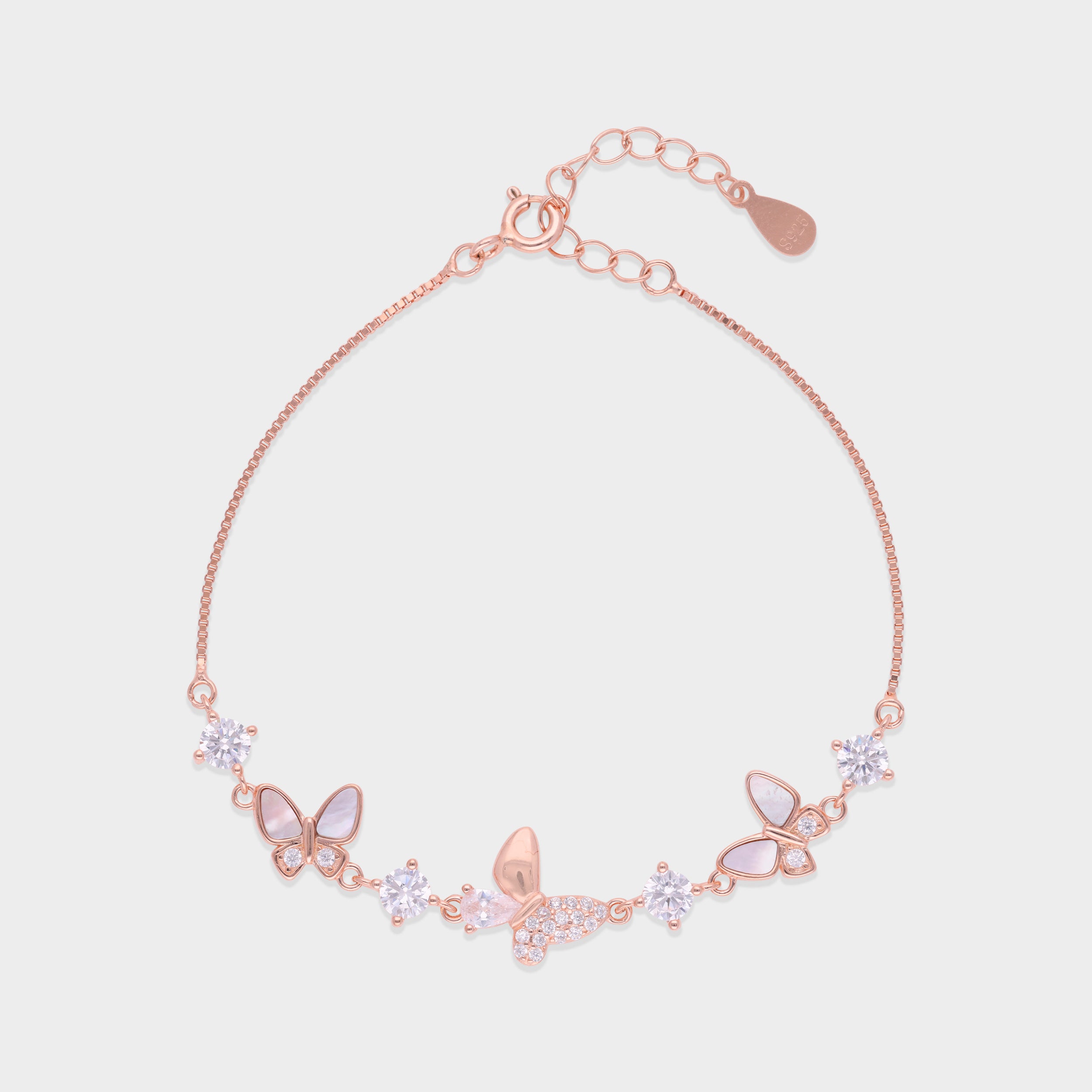 Whimsical Butterfly Sterling Silver Bracelet - A Symphony of Grace and Radiance | SKU : 0003630990, 0021546020, 0021546006, 0021546013