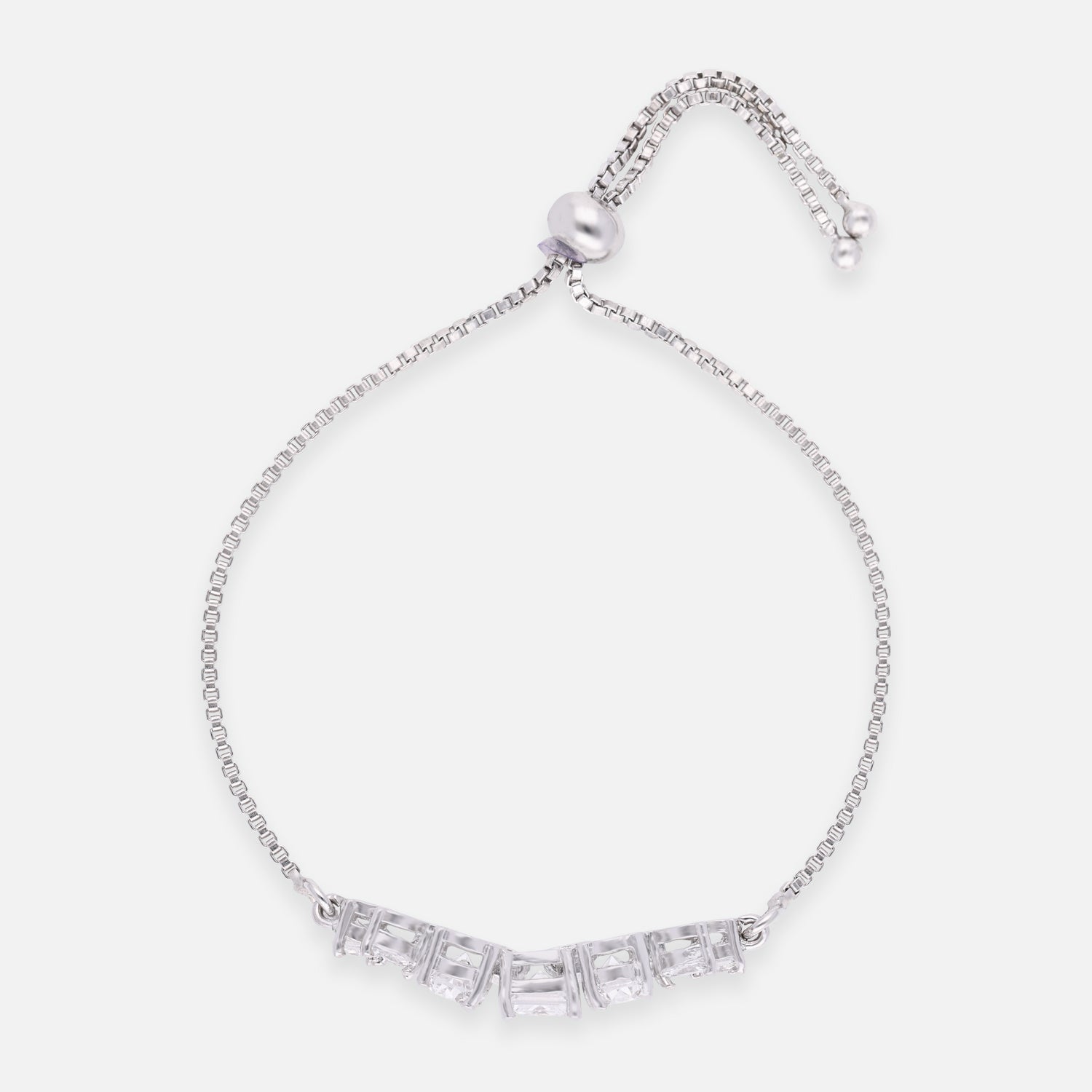 Baguette & Emerald-Cut Cubic Zirconia Sterling Silver Adjustable Bracelet | SKU : 0022164094, 0022167699, 0003888308
