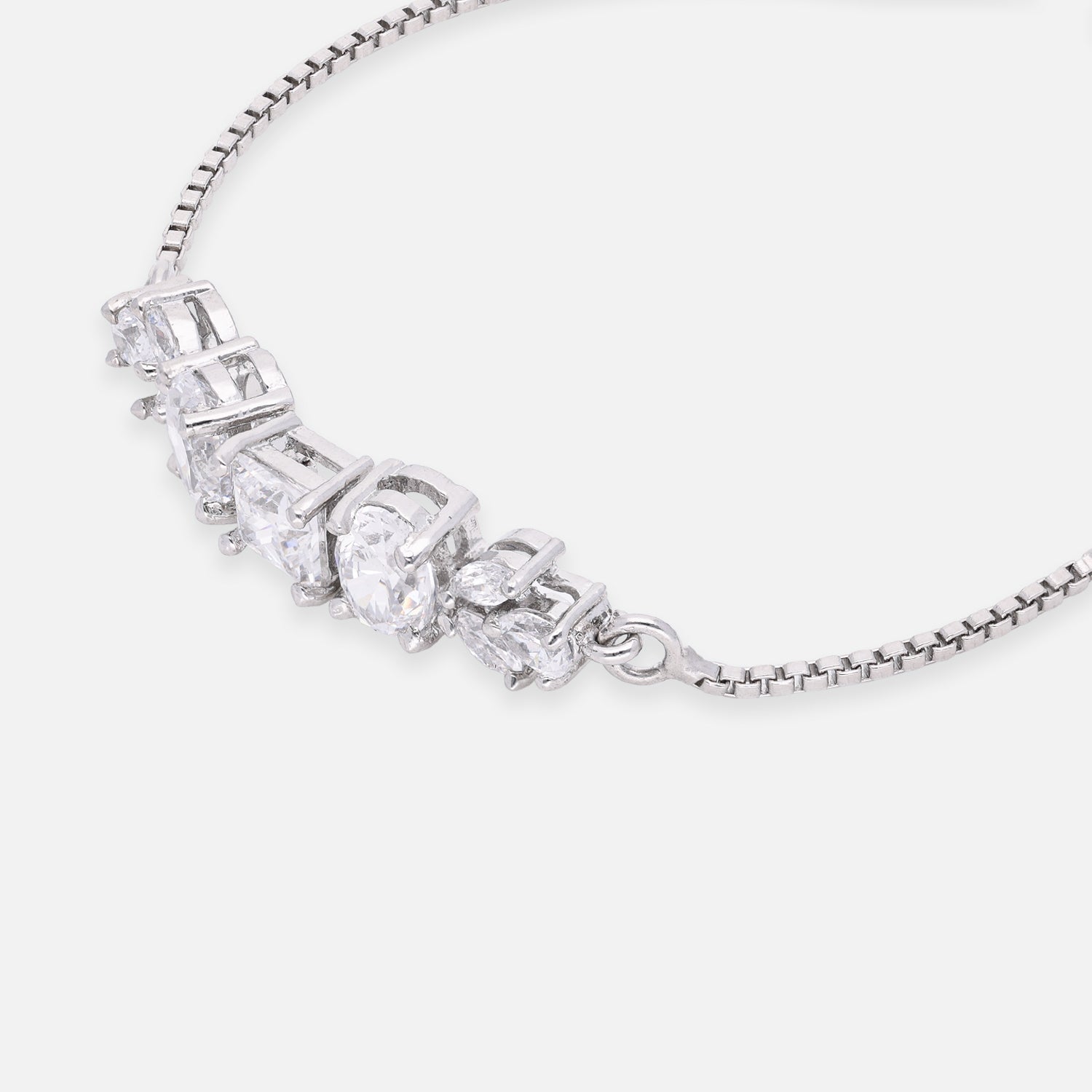Baguette & Emerald-Cut Cubic Zirconia Sterling Silver Adjustable Bracelet | SKU : 0022164094, 0022167699, 0003888308