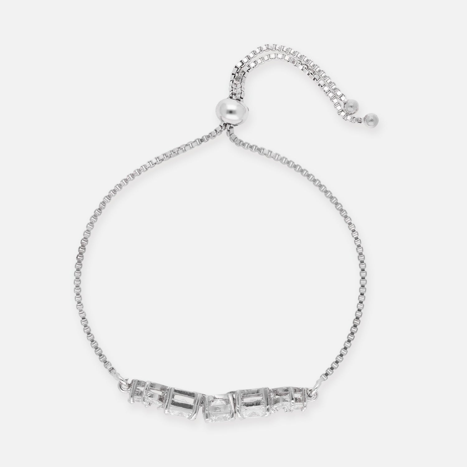 Asymmetrical Emerald-Cut Adjustable Sterling Silver Bracelet | SKU : 0022164117, 0022167712, 0003888322