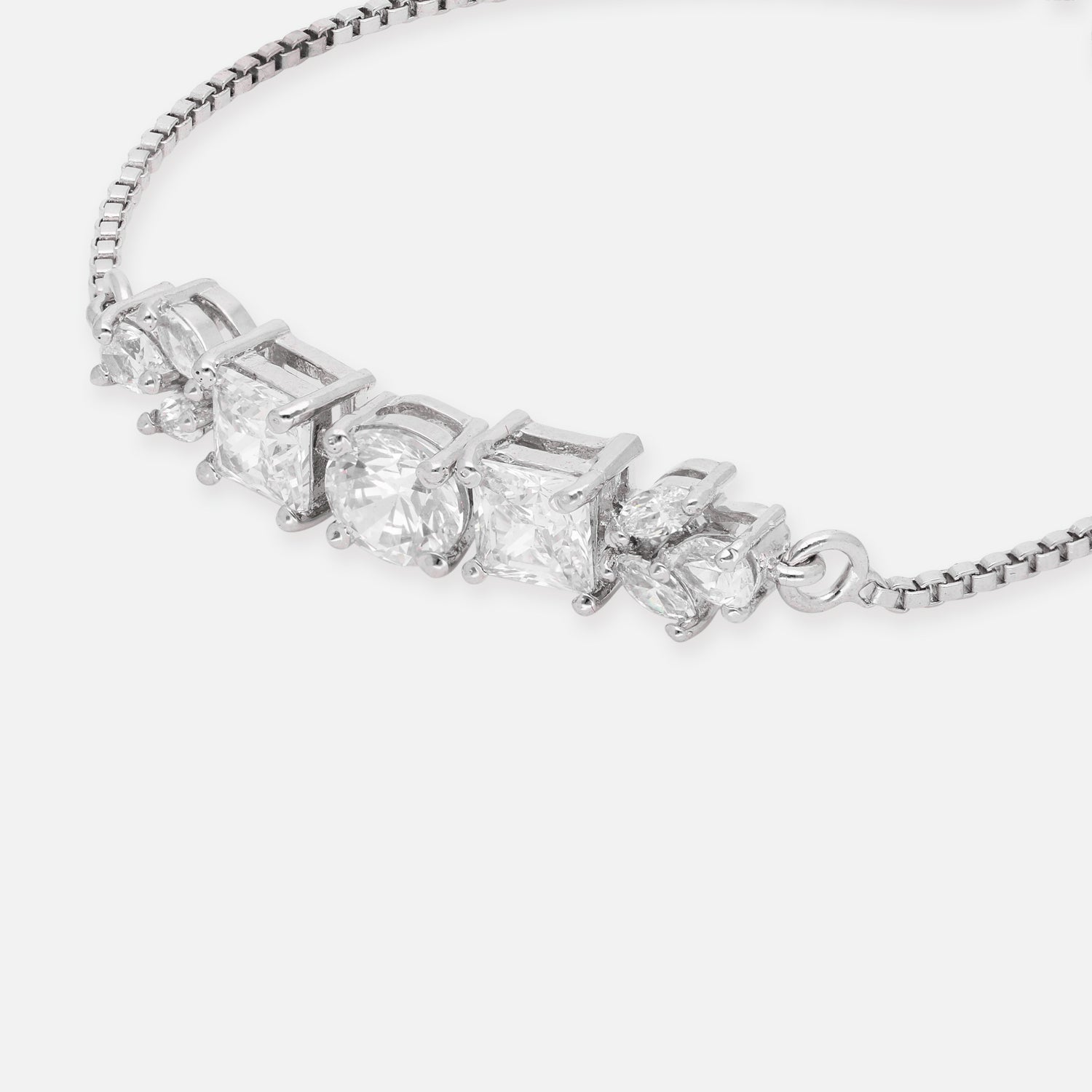 Asymmetrical Emerald-Cut Adjustable Sterling Silver Bracelet | SKU : 0022164117, 0022167712, 0003888322
