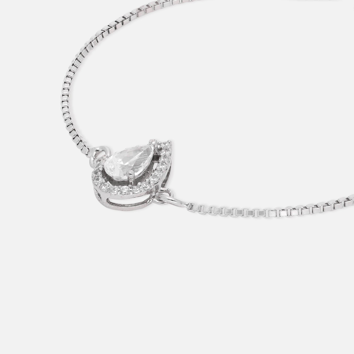 Pear-Cut Halo Adjustable Sterling Silver Bracelet | SKU : 0022164223, 0022167828, 0003888438