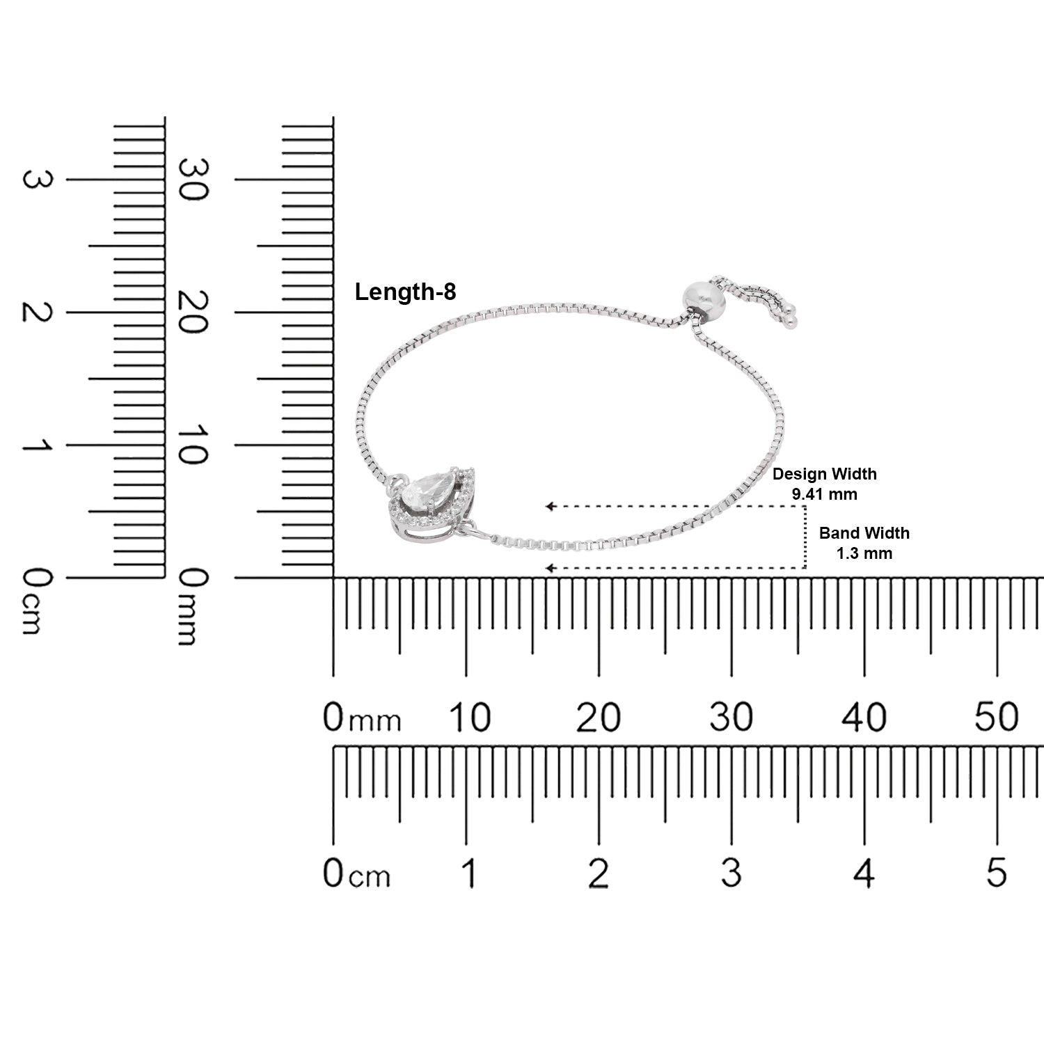 Pear-Cut Halo Adjustable Sterling Silver Bracelet | SKU : 0022164223, 0022167828, 0003888438
