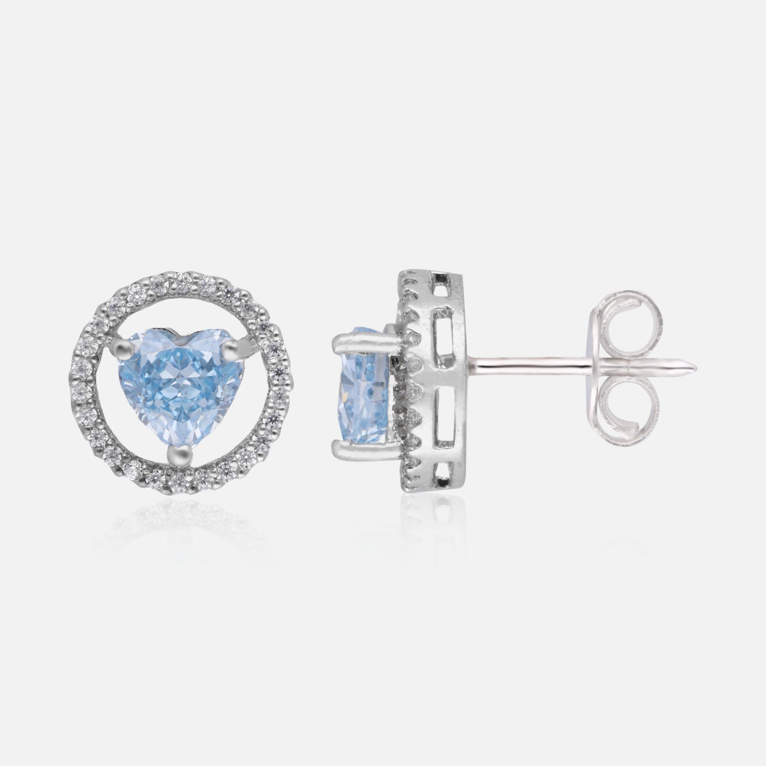 Eternal Love – Heart-Shaped Halo Gemstone Stud Earrings | SKU : 0022196057, 0022194664, 0003904411
