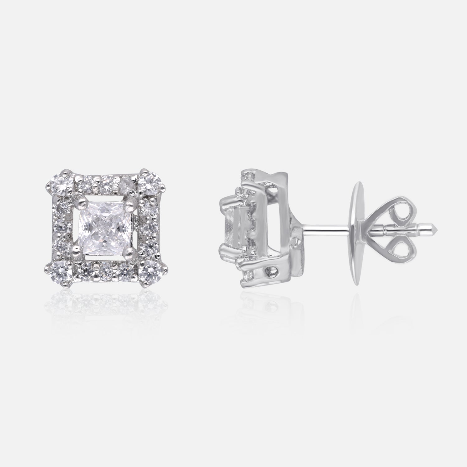 Regal Princess Halo Stud Earrings – Timeless Royal Elegance | SKU : 0022196170, 0022194787, 0003904534
