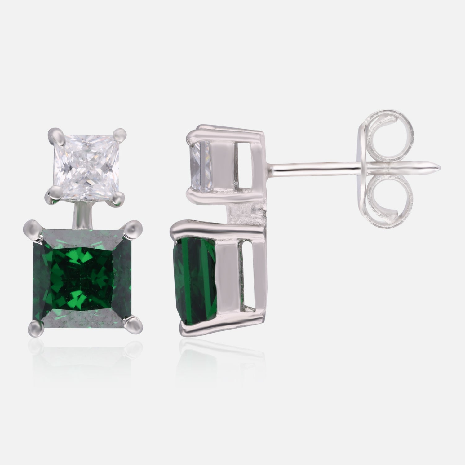 Dual Princess Gemstone Stud Earrings | SKU : 0022196255, 0022194862, 0003904619