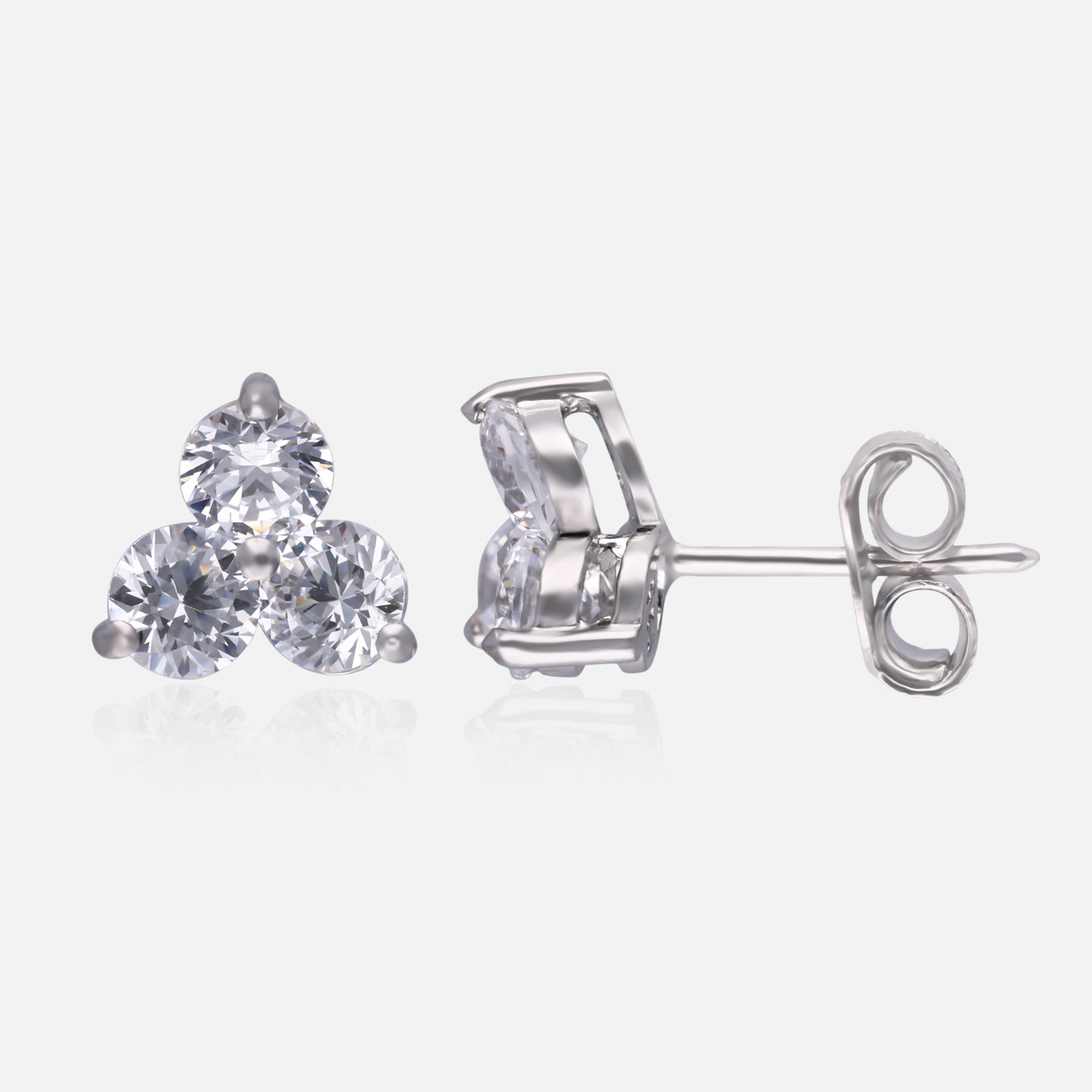 Sterling Silver Triple Round Cut Stud Earrings | SKU : 0022196347, 0022194954, 0003904701