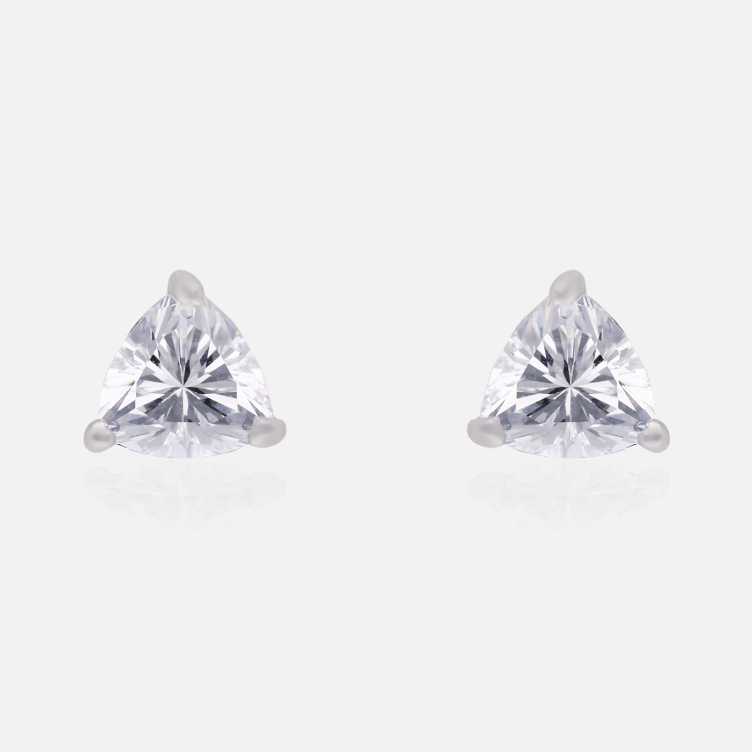 Classic Trillion-Cut Solitaire Stud Earrings in Sterling Silver | SKU : 0022196378, 0022194985, 0003904732