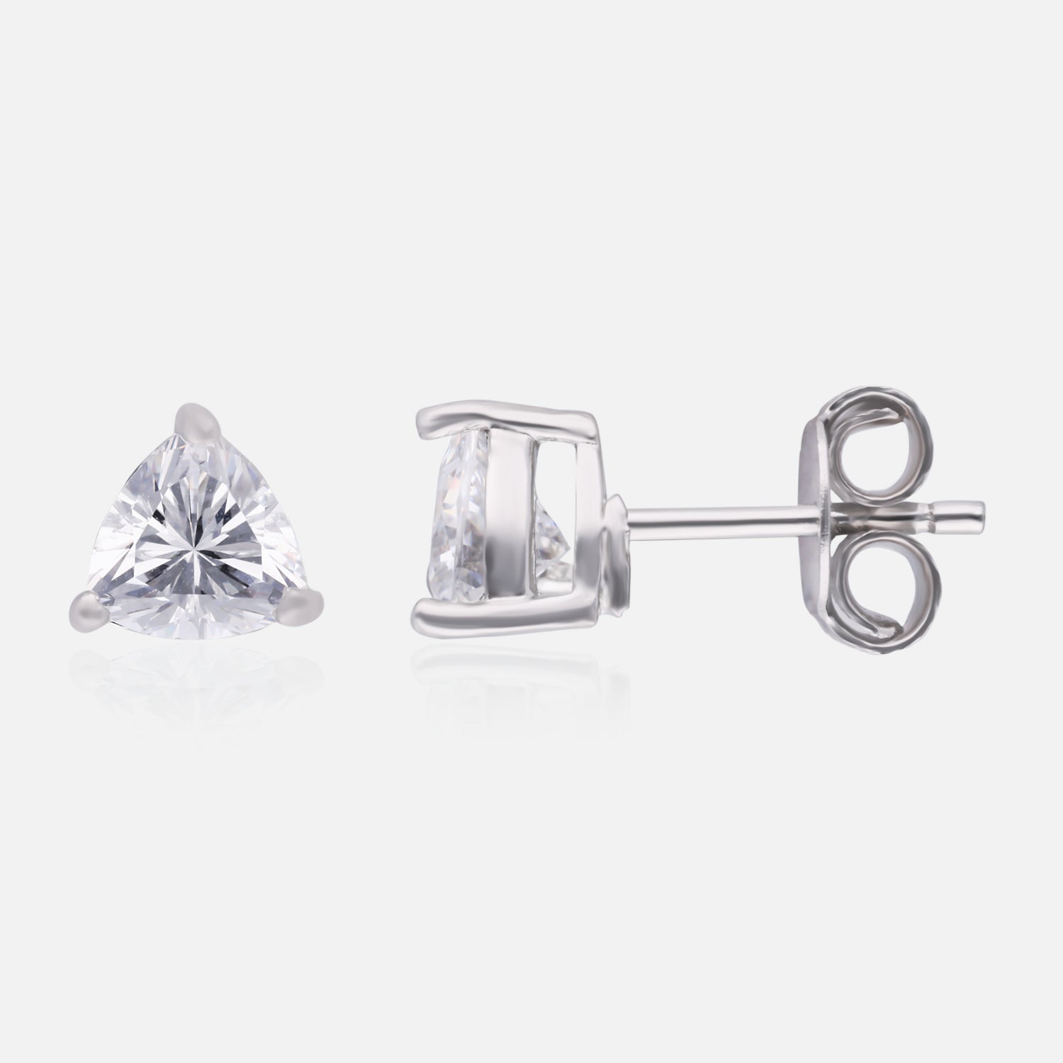 Classic Trillion-Cut Solitaire Stud Earrings in Sterling Silver | SKU : 0022196378, 0022194985, 0003904732