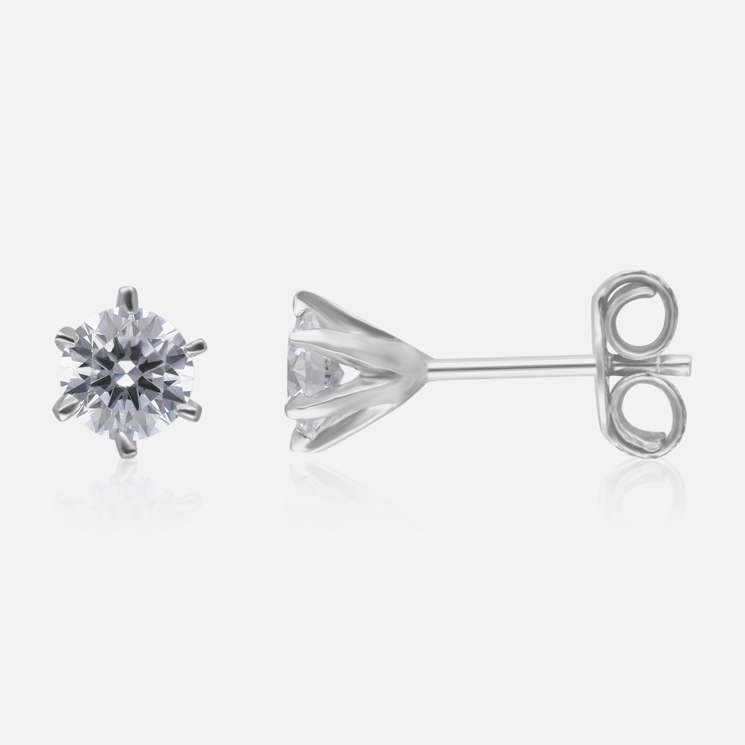 Classic Sterling Silver Round-Cut Solitaire Stud Earrings | SKU : 0022196521, 0022195135, 0003904886