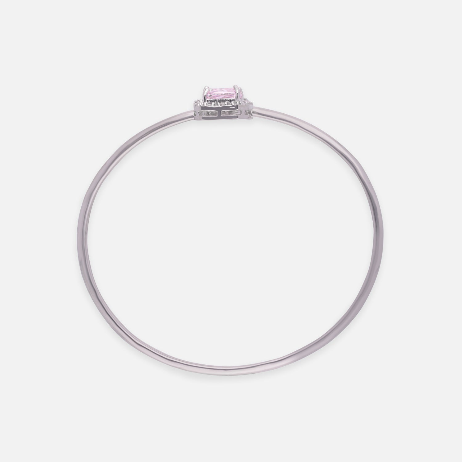 Sterling Silver Dual-Colored Gem Halo Open Bangles with Diamond Accents | SKU : 0022219671, 0022219466, 0003922125