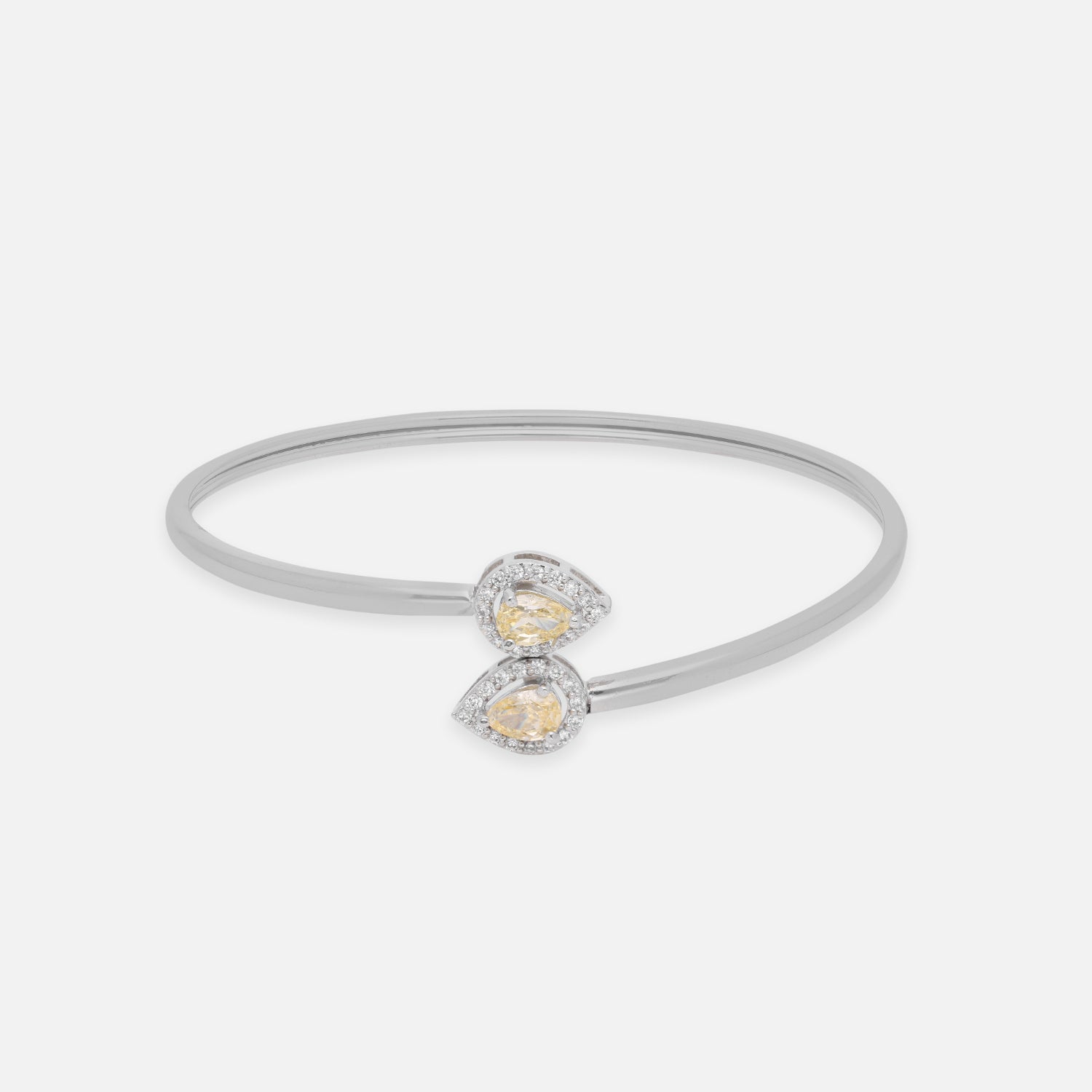 Sterling Silver Pear Yellow Gem Halo Open Bangle | SKU : 0022219695, 0022219480, 0003922149