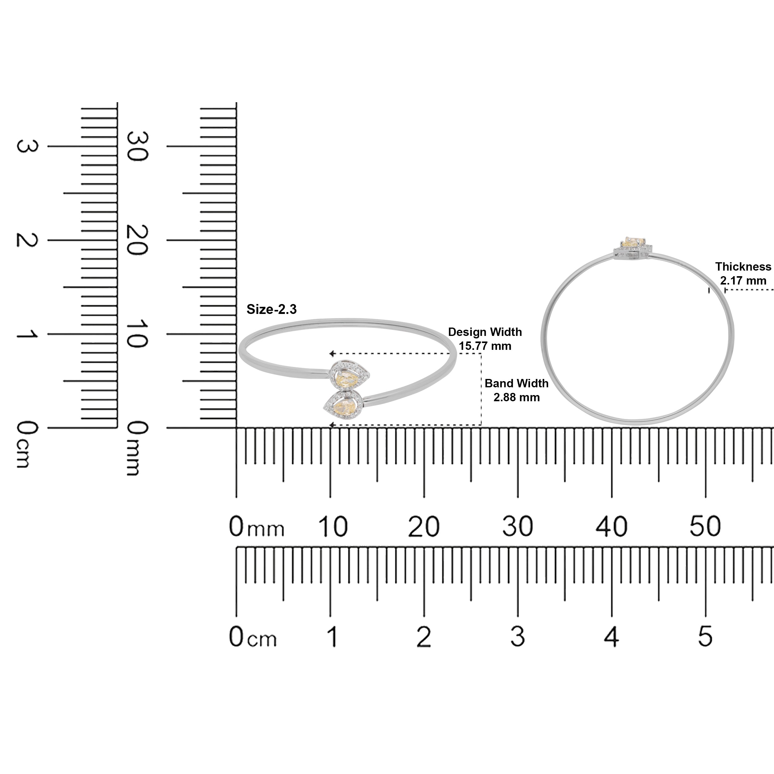 Sterling Silver Pear Yellow Gem Halo Open Bangle | SKU : 0022219695, 0022219480, 0003922149
