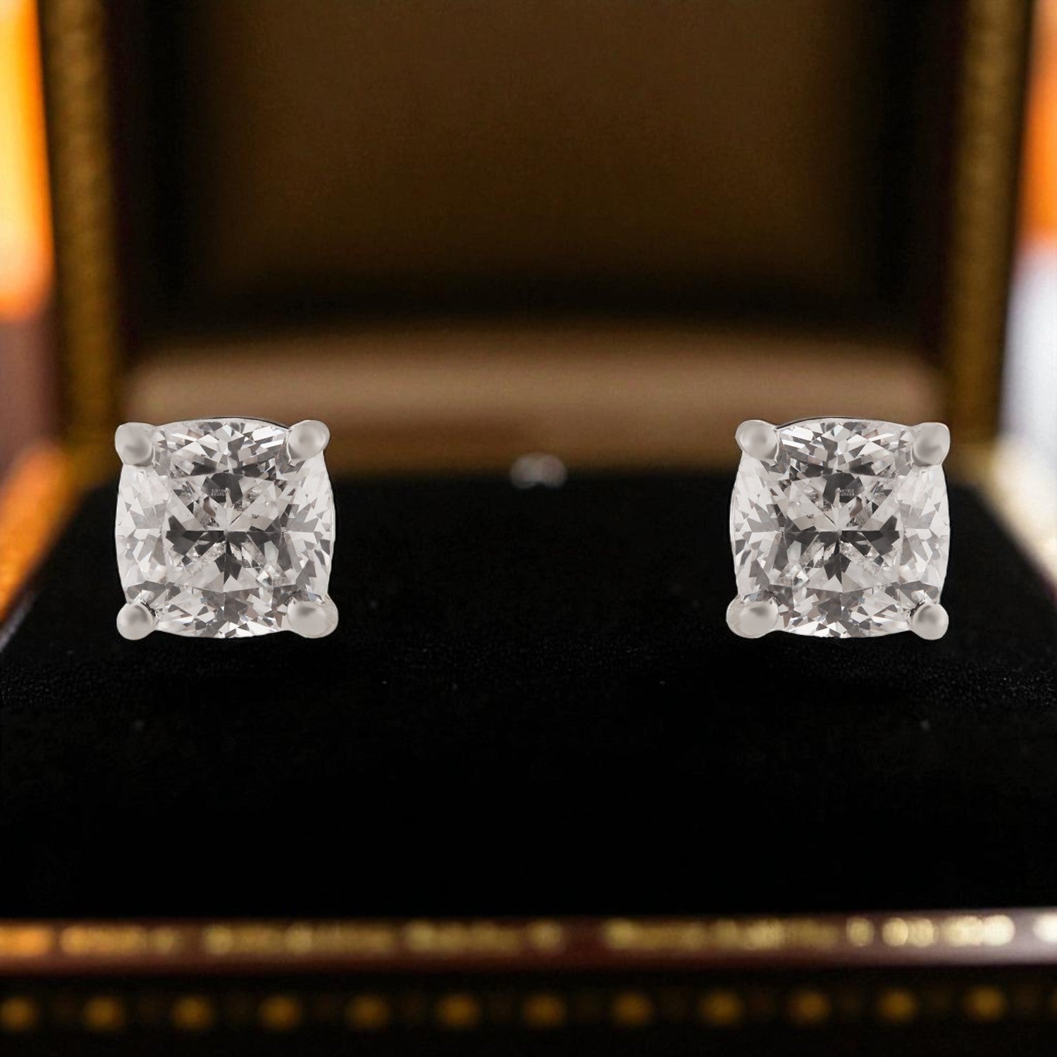 Classic Cushion-Cut Sterling Silver Solitaire Stud Earrings | SKU : 0022260895, 0022259714, 0003939284