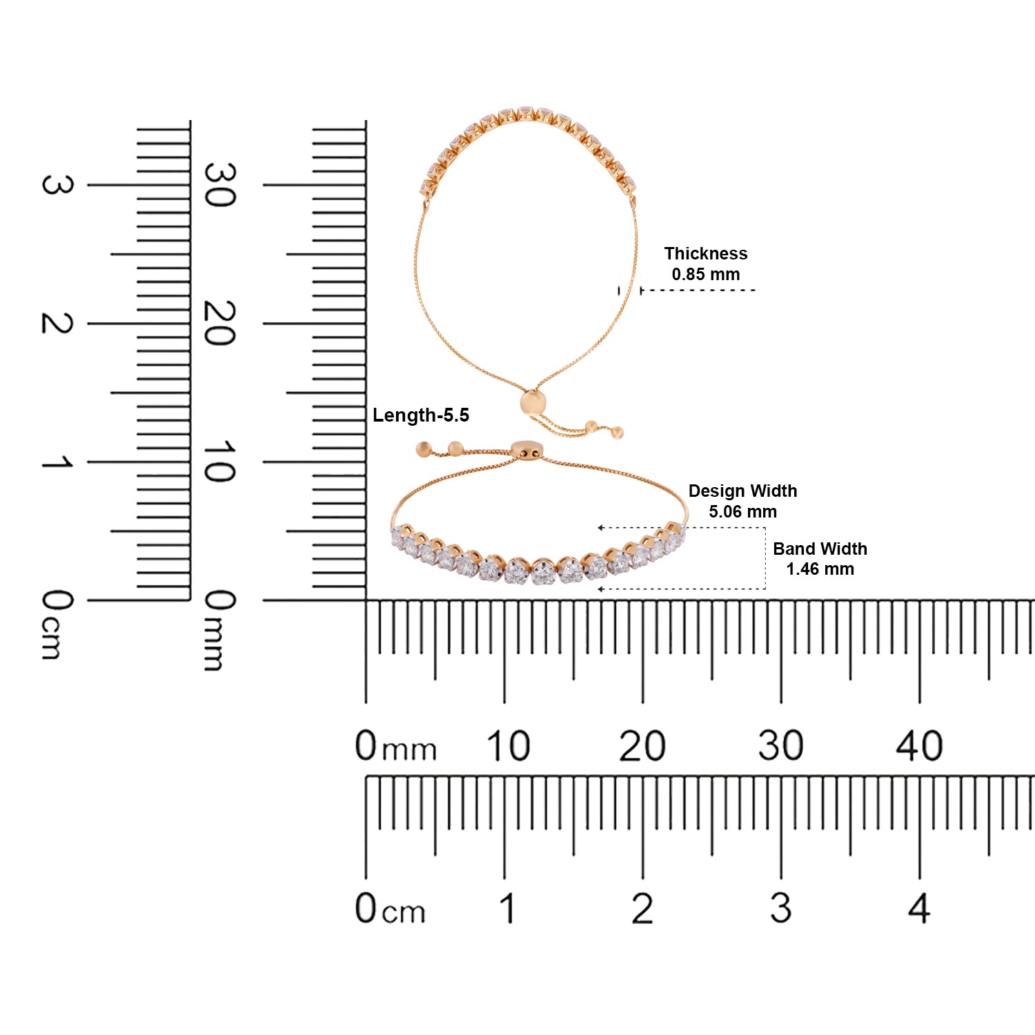 Serene Spark Lab Grown Diamond Adjustable Bracelet in 18K Rose Gold | SKU : 0004677284