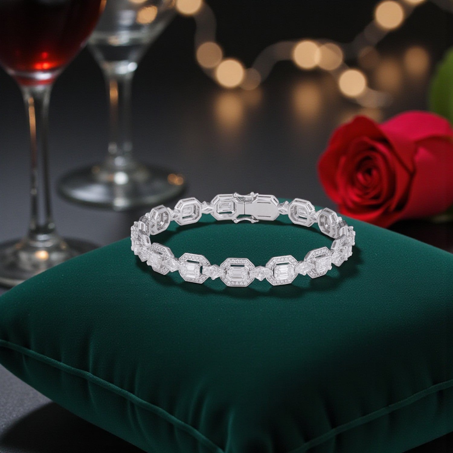 Imperial Octagon Lab Grown Diamond Bracelet in 18K White Gold | SKU : 0004677659