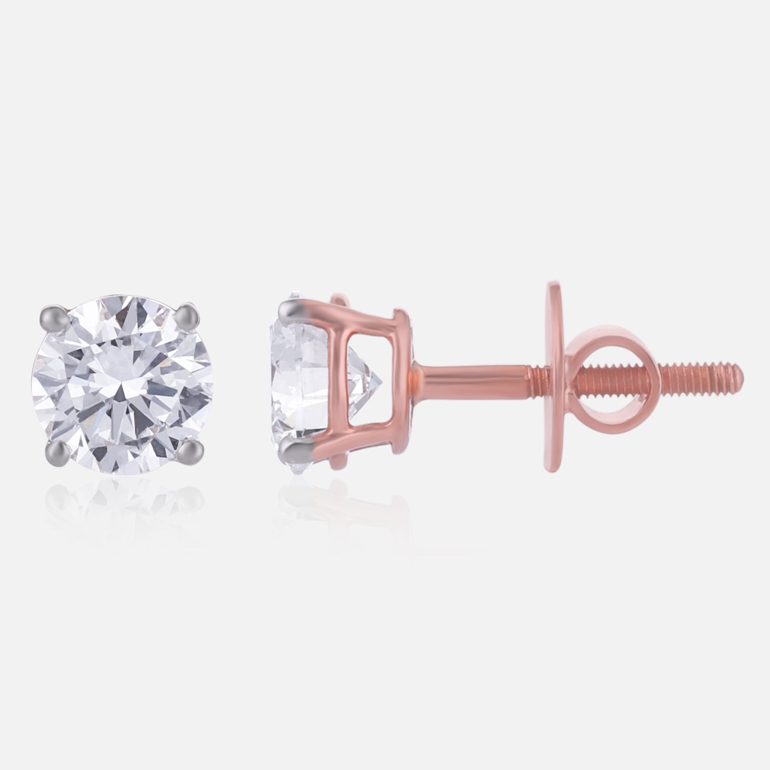 Lab Grown 1.510 Carat Diamond Stud Earrings in 18 Karat Rose Gold | SKU : 0005032624