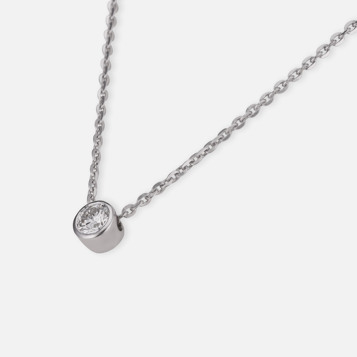 Lab Grown 0.49 Carat Round Brilliant Diamond Solitaire Pendant in 18 Karat White Gold | SKU : 0005033980