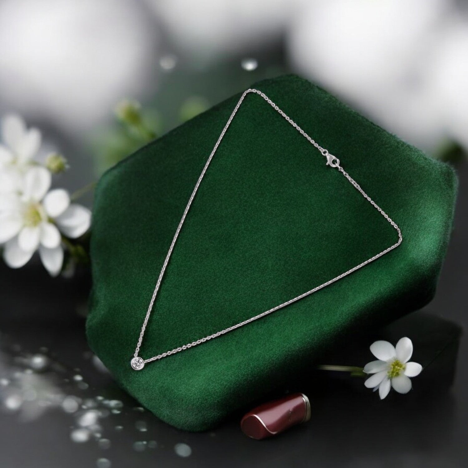 Lab Grown 0.49 Carat Round Brilliant Diamond Solitaire Pendant in 18 Karat White Gold | SKU : 0005033980