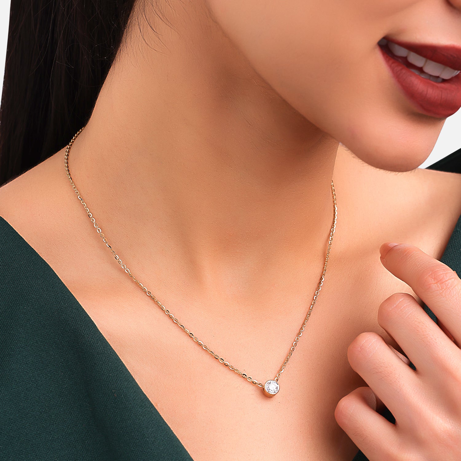 Lab Grown 0.550 Carat Round Brilliant Diamond Solitaire Pendant in 18 Karat Yellow Gold | SKU : 0005034000