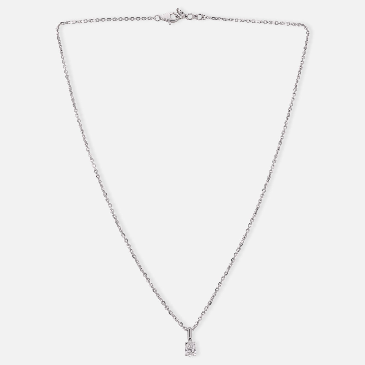 Lab Grown 0.50 Carat Pear Cut Diamond Solitaire Pendant in 18 Karat White Gold | SKU : 0005034017
