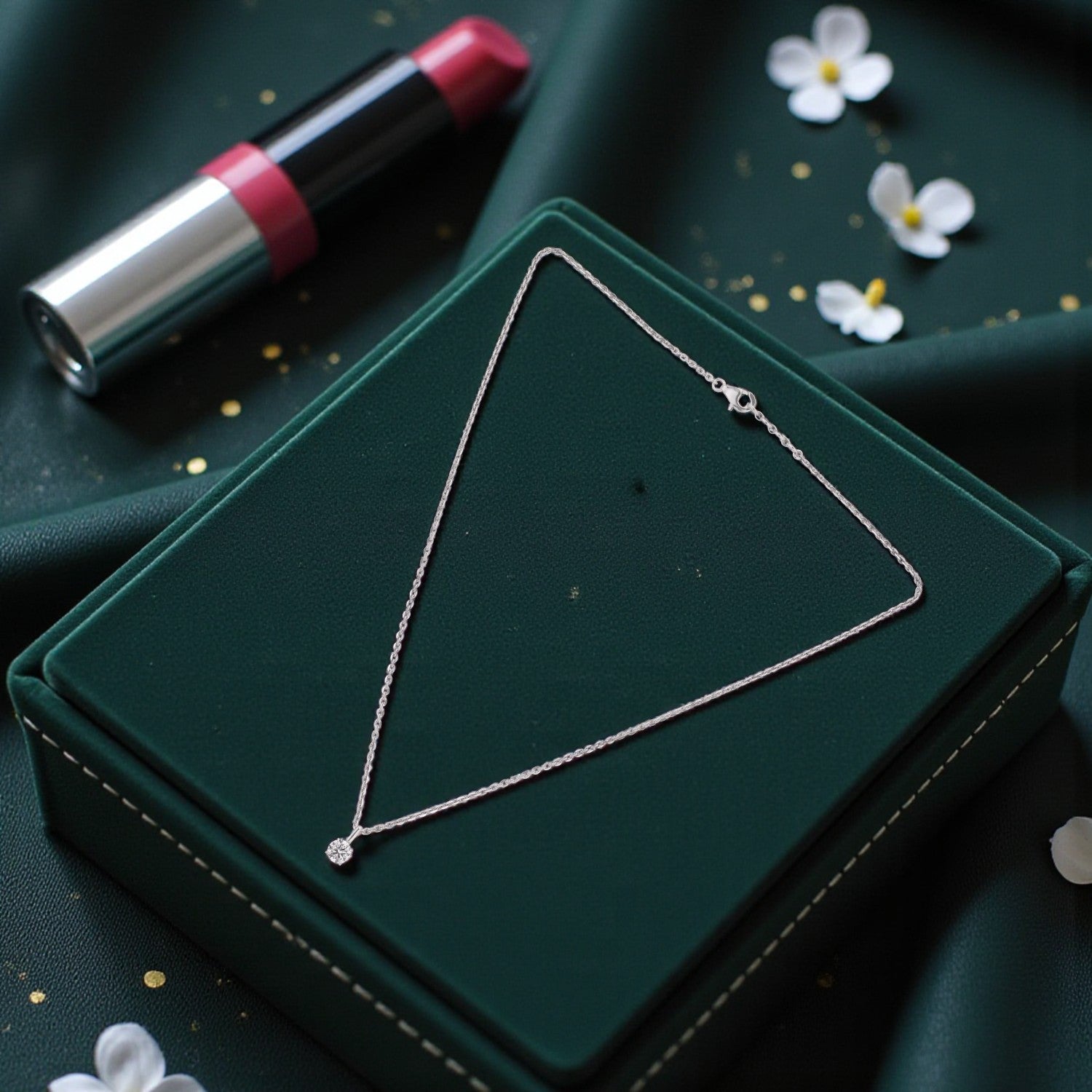 Lab Grown 0.57 Carat Round Brilliant Diamond Solitaire Pendant in 18 Karat White Gold | SKU : 0005039302