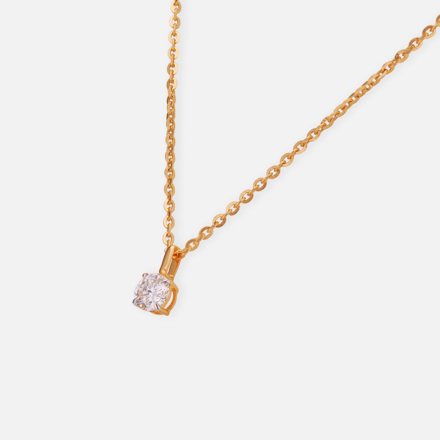 Lab Grown 0.59 Carat Round Brilliant Diamond Solitaire Pendant in 18 Karat Yellow Gold | SKU : 0005039326