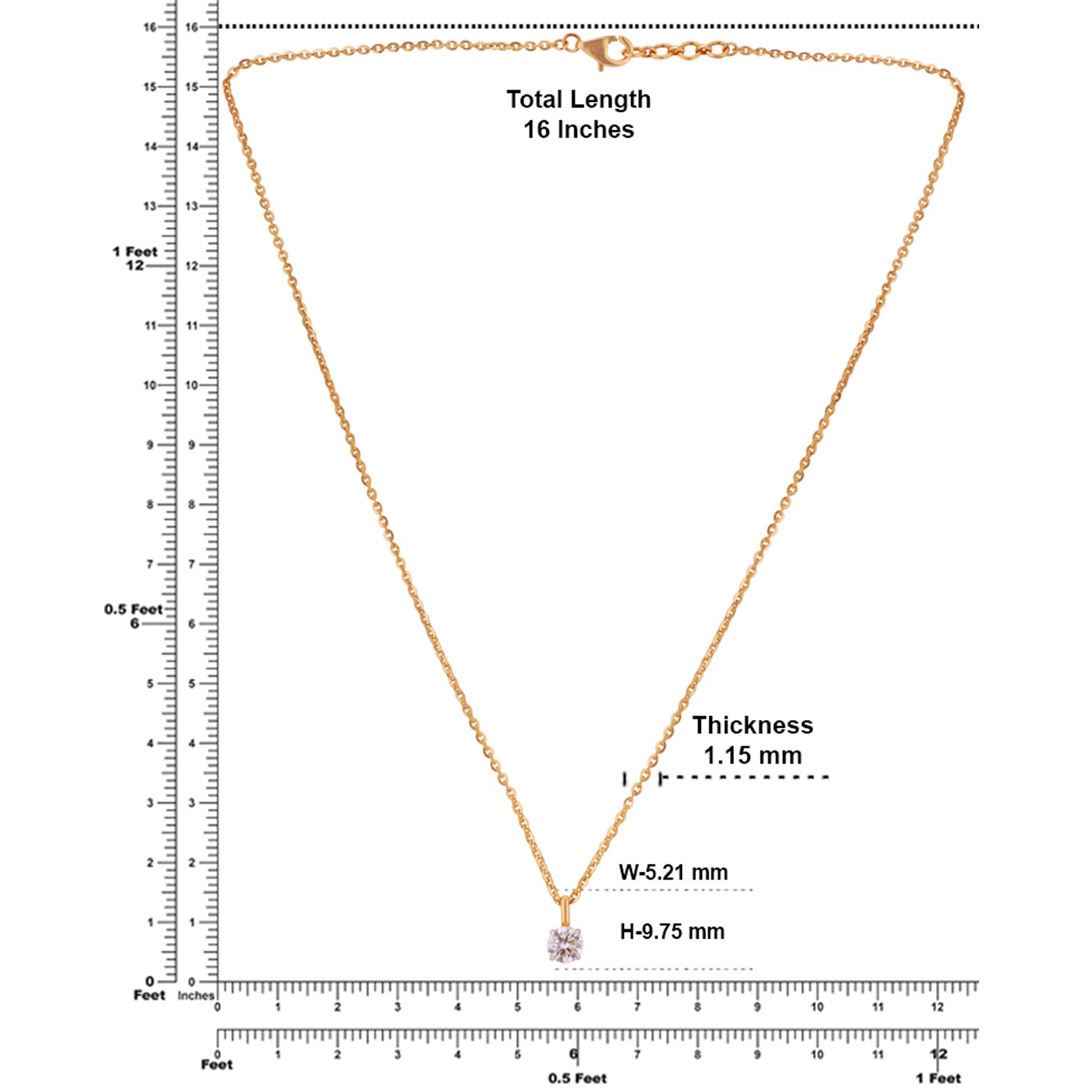 Lab Grown 0.59 Carat Round Brilliant Diamond Solitaire Pendant in 18 Karat Yellow Gold | SKU : 0005039326